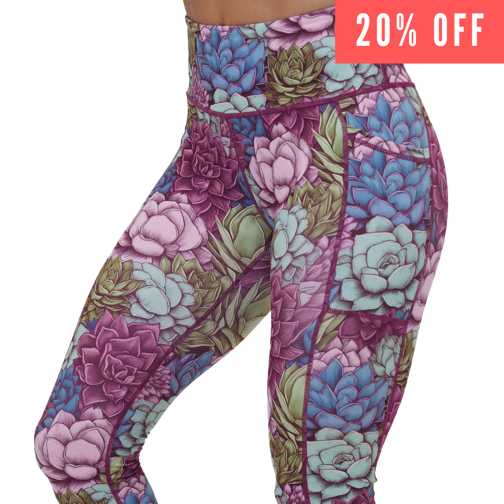 Succa For Plants Leggings - Women's Floral Yoga Pants for Workouts, Lounge & Casual Wear | Perfect for Gym, Running, Travel & Everyday Comfort