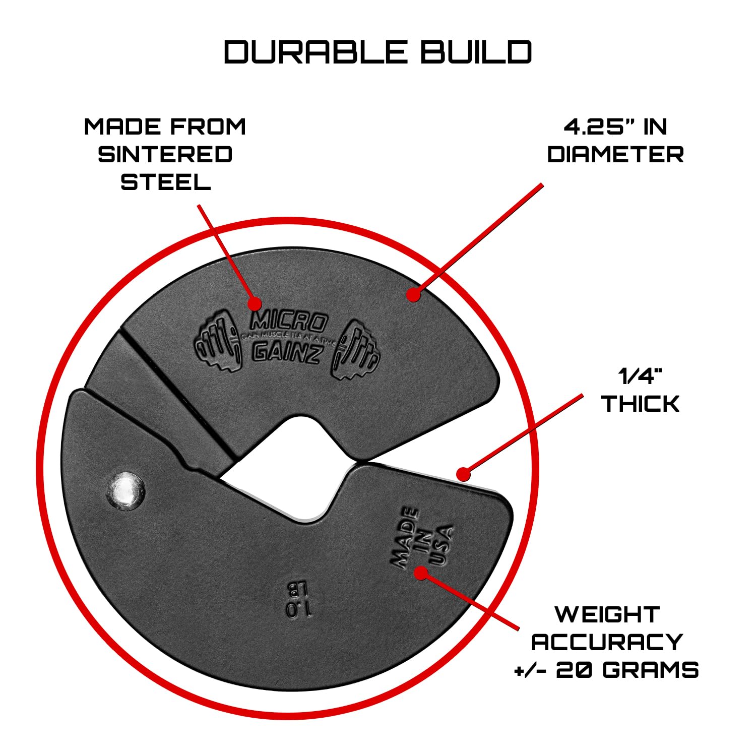 Micro Gainz 1LB Dumbbell Fractional Weight Plates Set (2 or 4 Pieces) - Premium USA-Made Micro Loading Weights for Dumbbell Training - Perfect for Strength Building, Home Gym & Progressive Overload Workouts