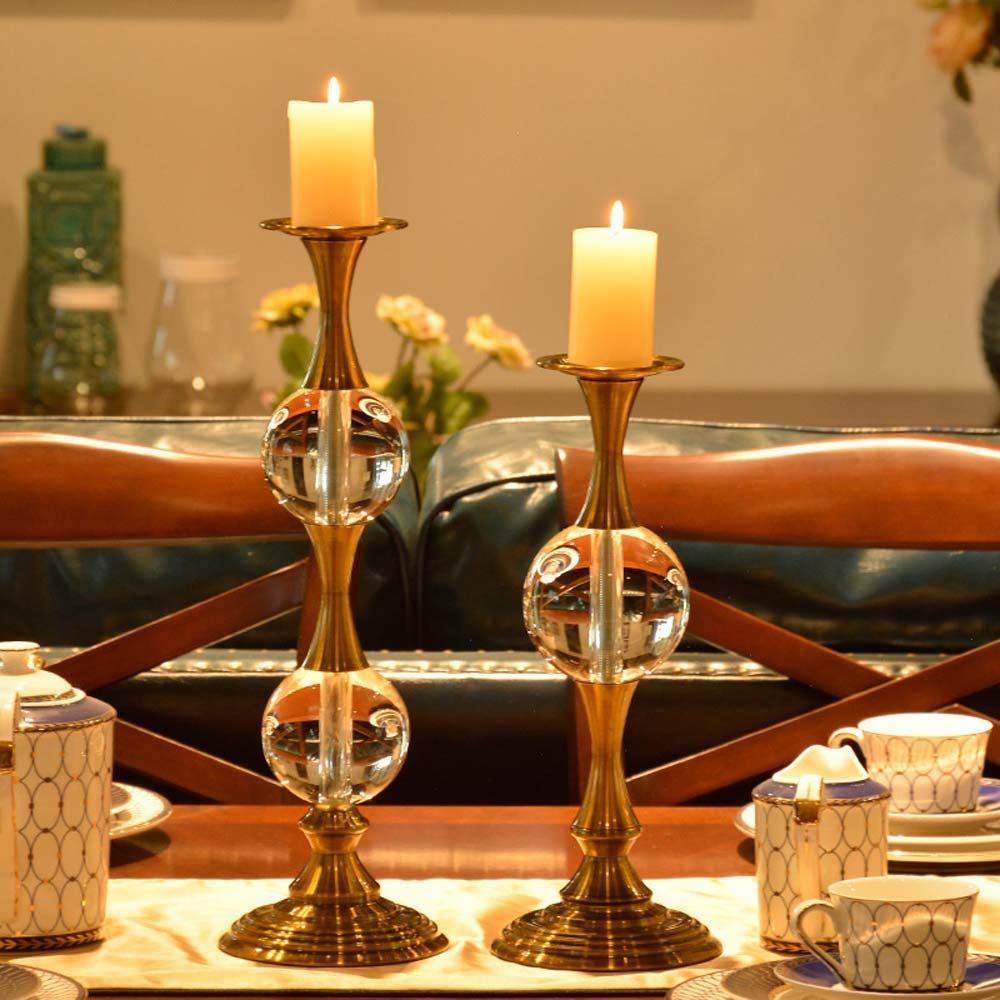 Elegant European Crystal Candle Holders Set - 14