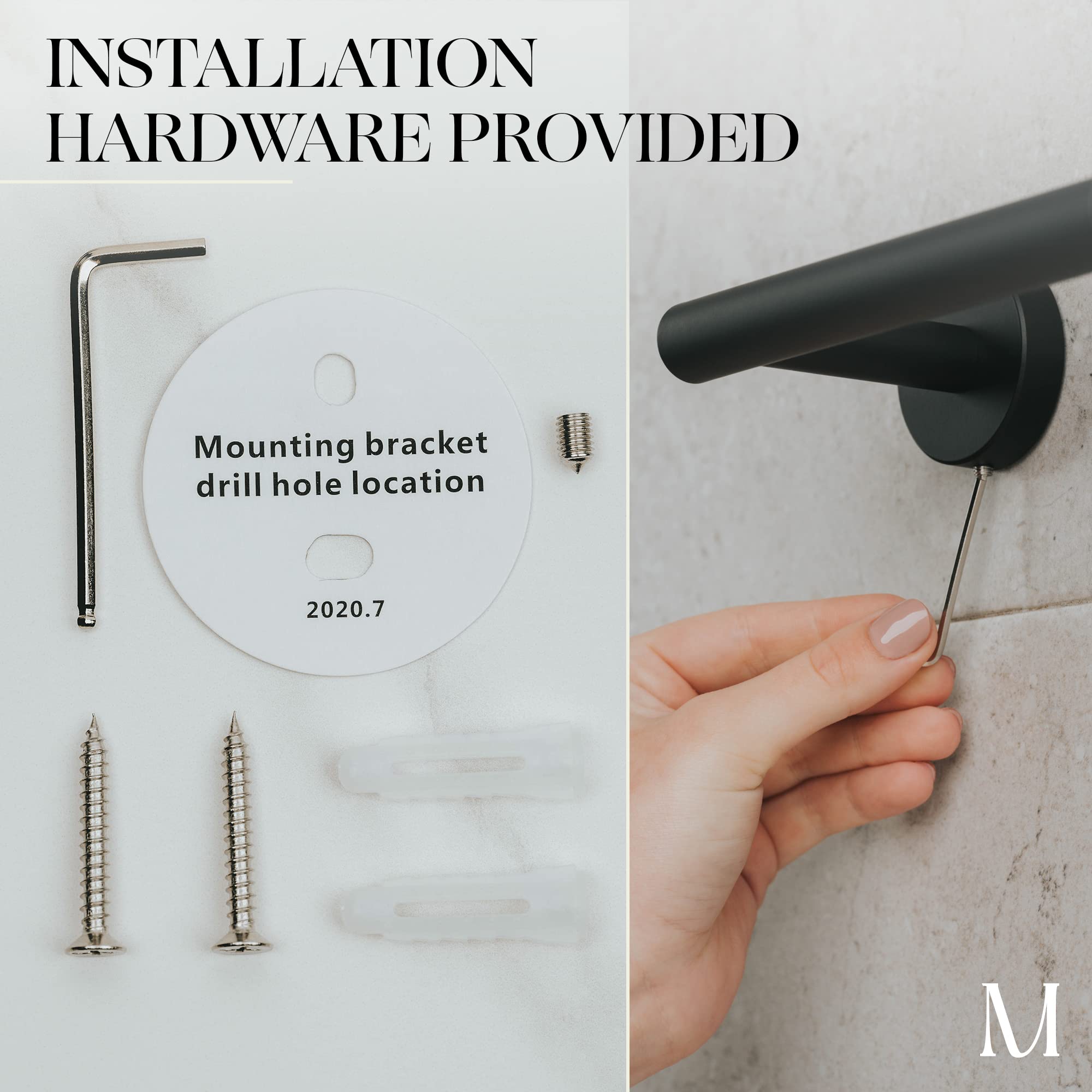 Matte Black Toilet Paper Holder - Stainless Steel Wall Mounted Rust Proof Bathroom Accessory | Modern Bathroom Decor for Home, Apartment & Office | Durable TP Holder for Powder Room, Guest Bath & RV