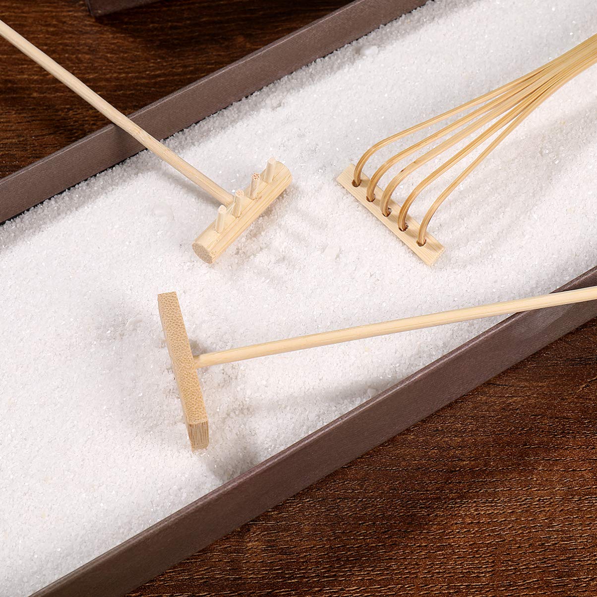 EXCEART 3-Piece Mini Zen Garden Tools Set - Bamboo Sand Rake, Desktop Zen Garden Accessories for Meditation & Stress Relief - Perfect for Office Desk, Home Decor, DIY Rock Garden & Mindfulness Practice