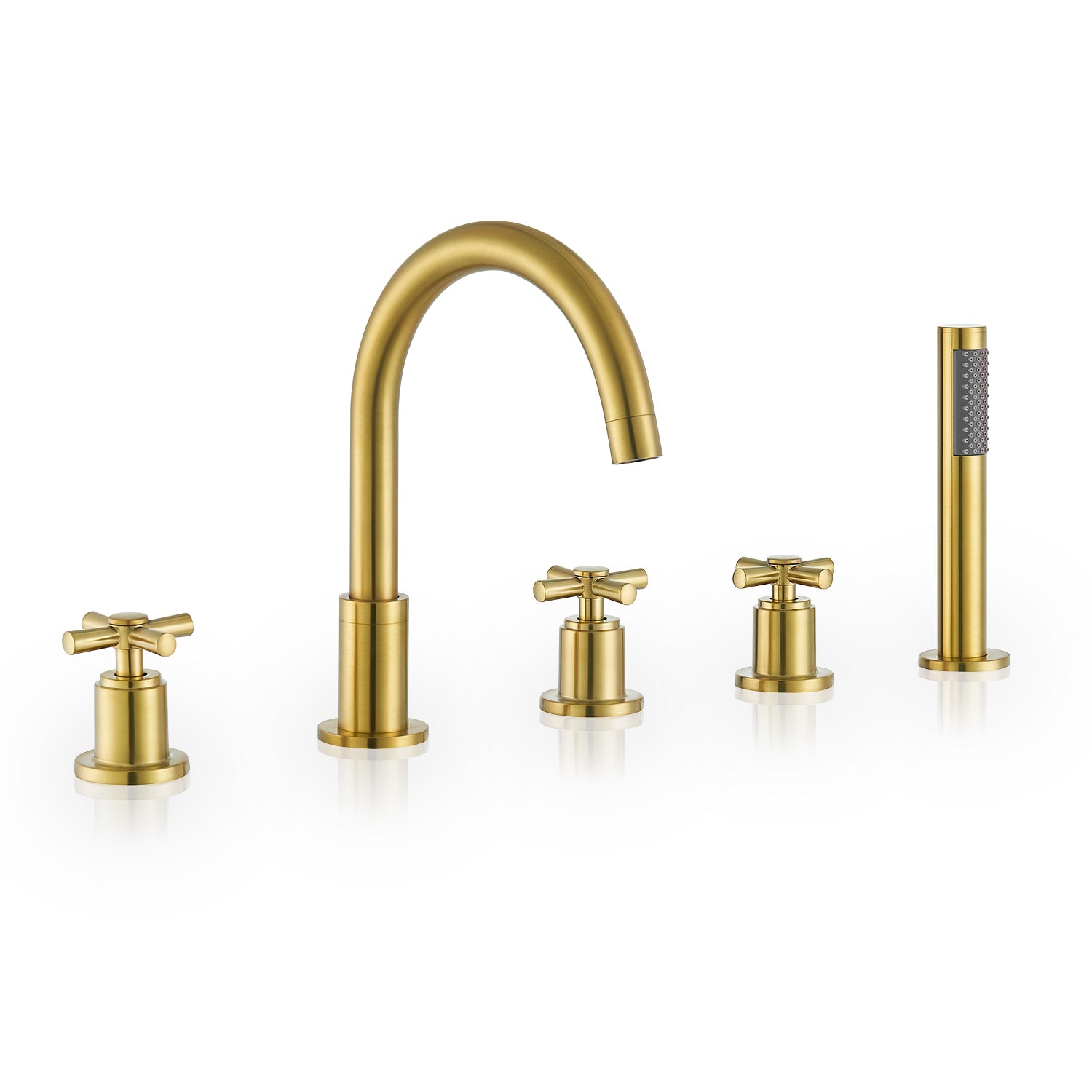 Sorlia Deck Mount Roman Tub Faucet with Cross Handles and Hand Shower - Perfect for Bathroom Renovation and Luxury Spa Experience