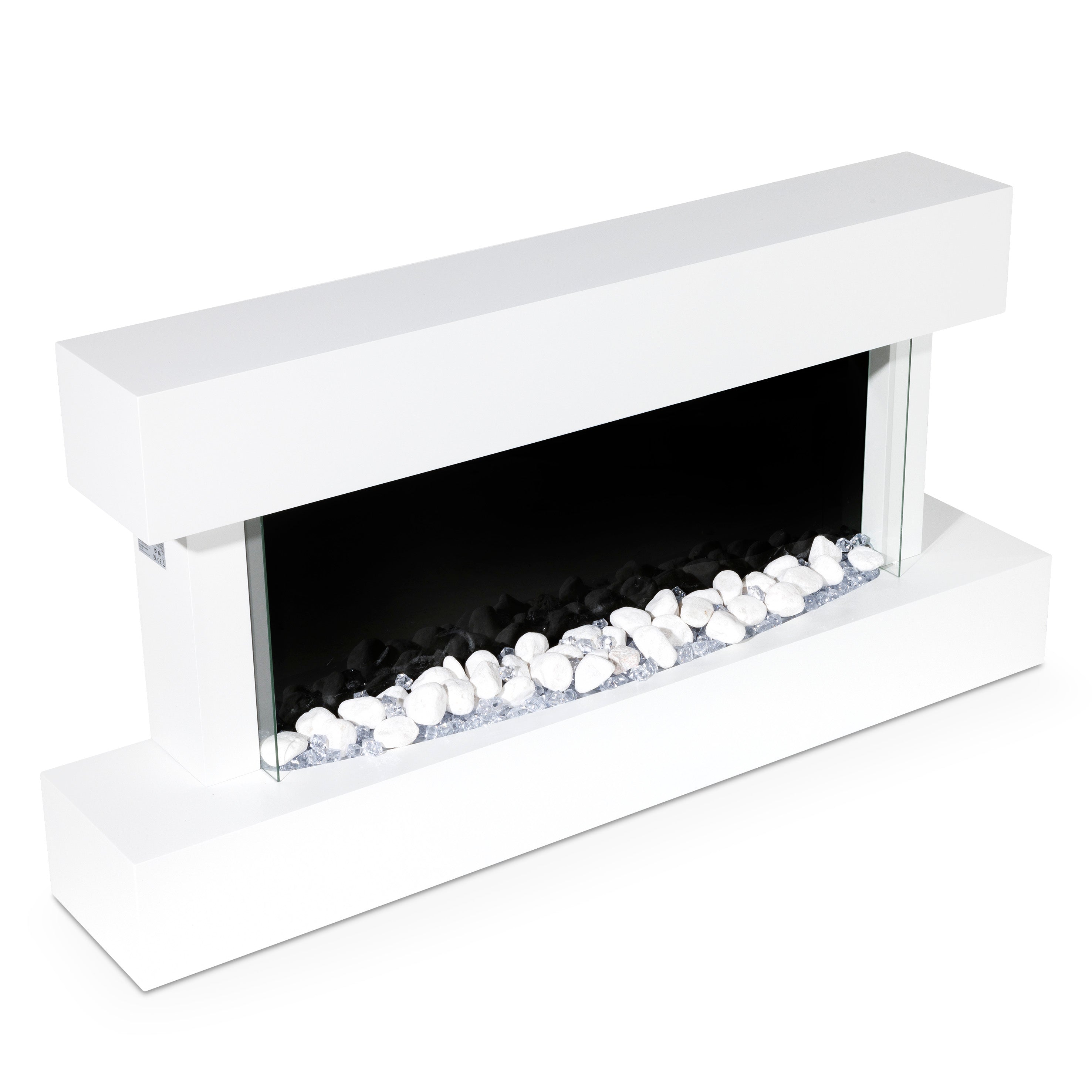 Baridi 46 Inch Electric Fireplace Wall Mounted with Realistic LED Flame Effects - White DH113 - Perfect for Living Room, Bedroom & Office Heating & Ambiance