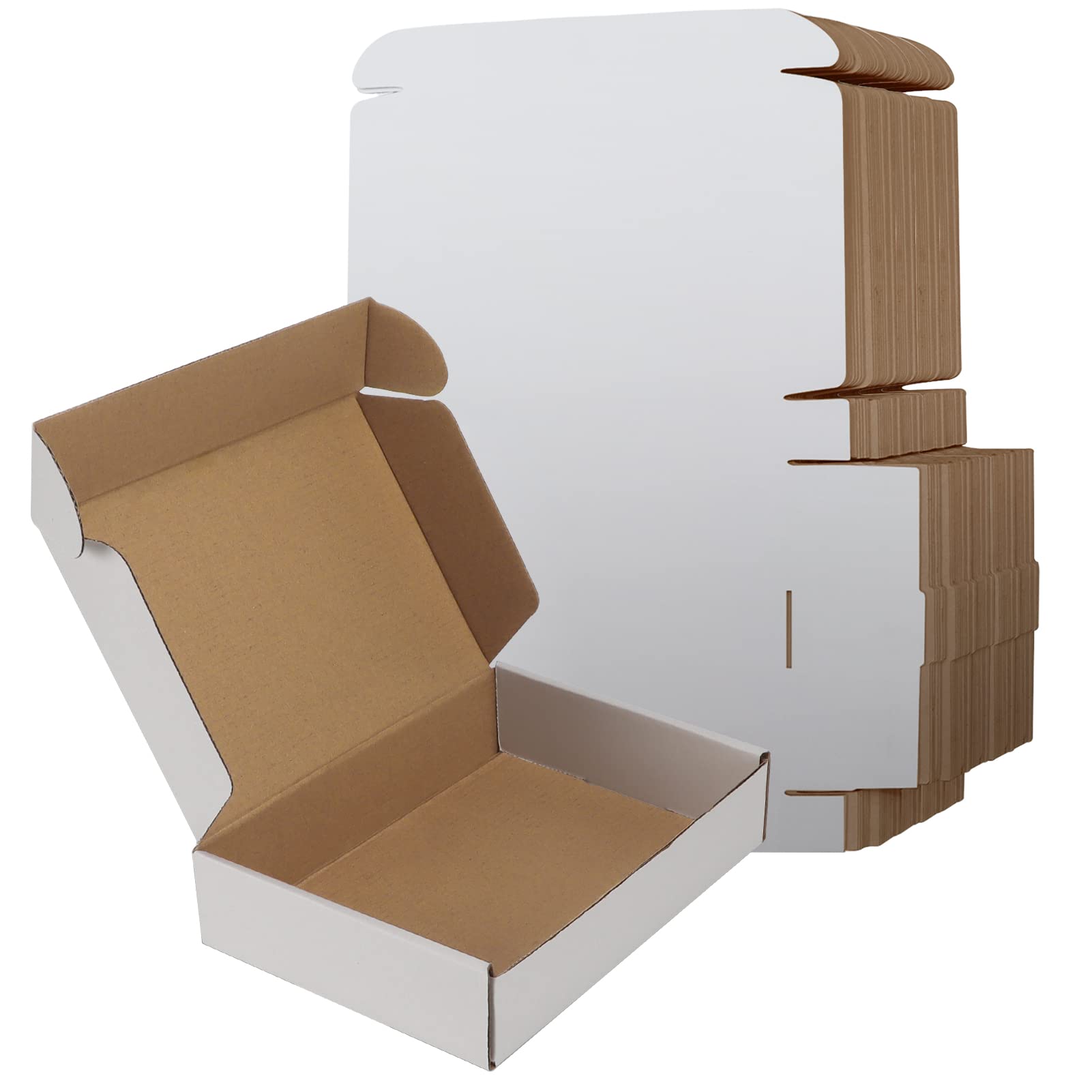RLAVBL 9x6x2 White Corrugated Cardboard Shipping Boxes - Set of 50 Small Mailer Boxes for Ecommerce, Retail Packaging & Gift Boxes