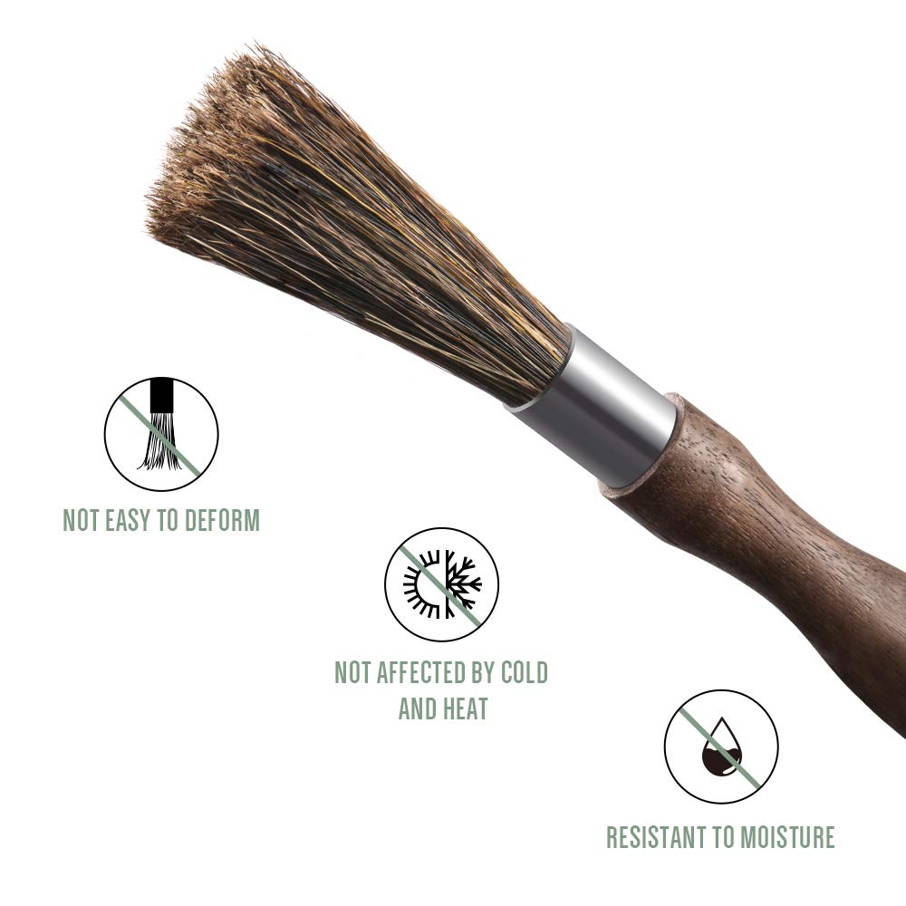 Professional Coffee Grinder Cleaning Brush with Natural Boar Bristles & Walnut Handle - Barista Tool for Home Kitchen, Perfect for Espresso Machine, French Press and Coffee Maker Maintenance
