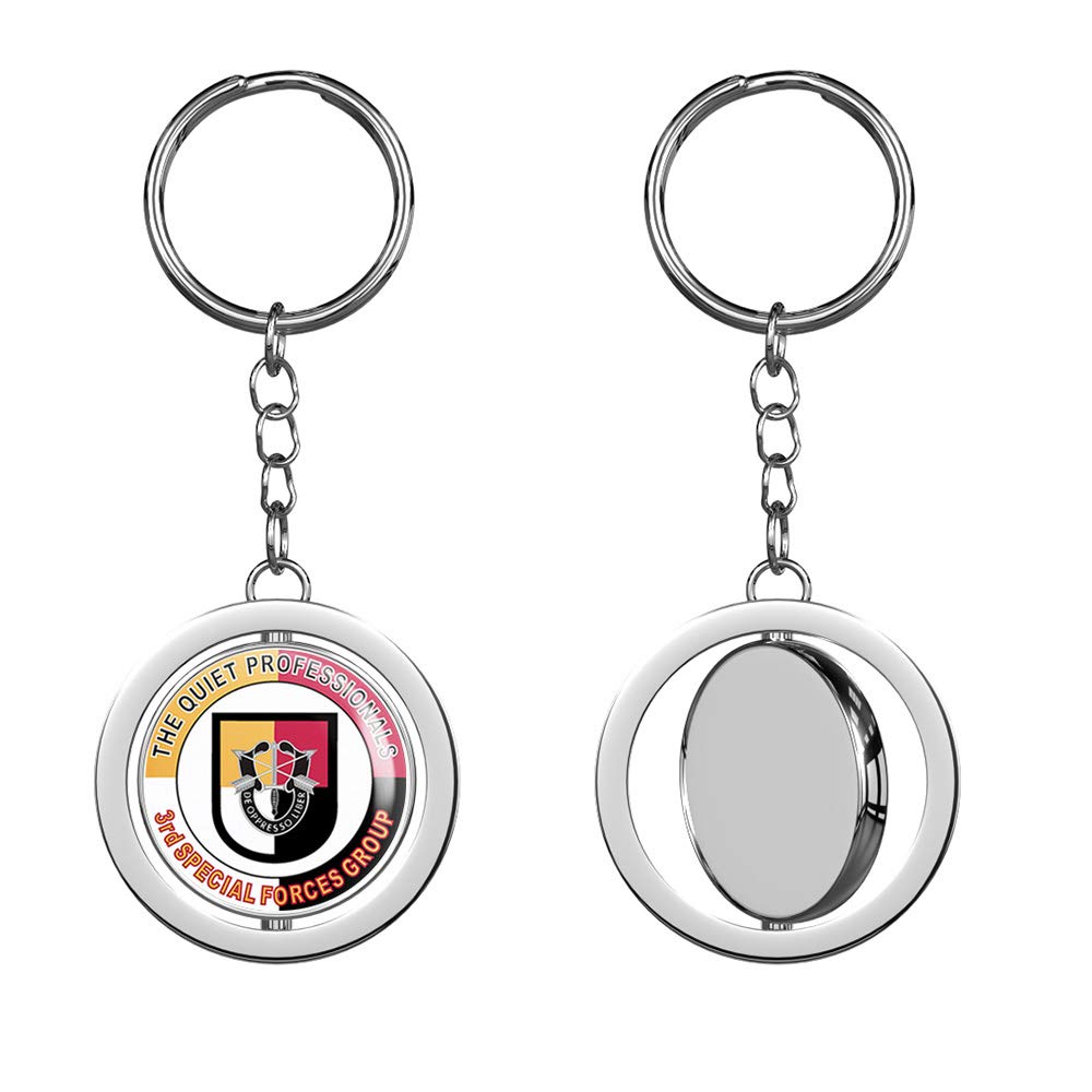 US Army 3rd Special Forces Group 'Quiet Professionals' Metal Keychain - Spinning Round Key Ring for Military Enthusiasts & Gift Giving