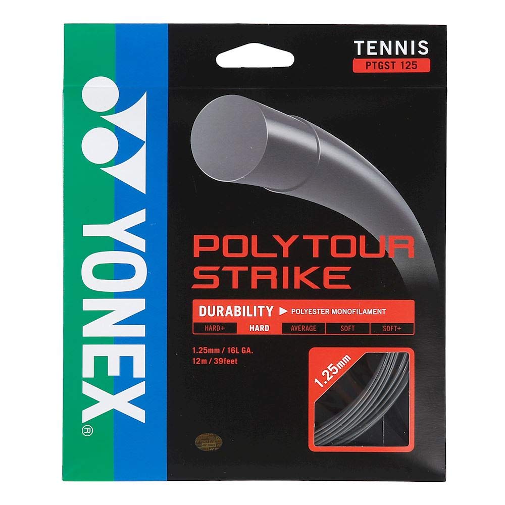 YONEX Poly Tour Strike Tennis String - Iron Gray | High-Performance Polyester String for Tennis Rackets | Perfect for Competitive Play & Training Sessions