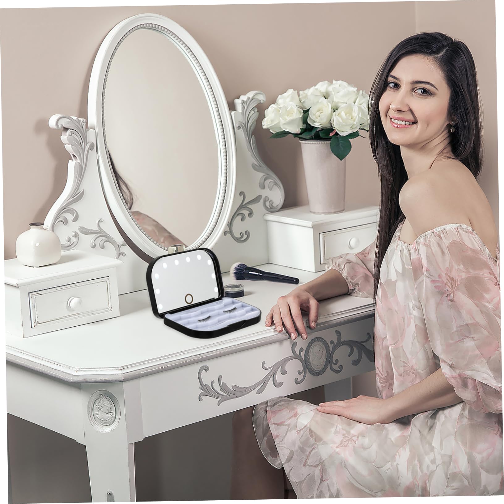 Eyelash Storage Box - Empty Plastic Makeup Display Case with LED Lights for False Lashes & Travel Organizer | Perfect for Salon, Home & Travel Use