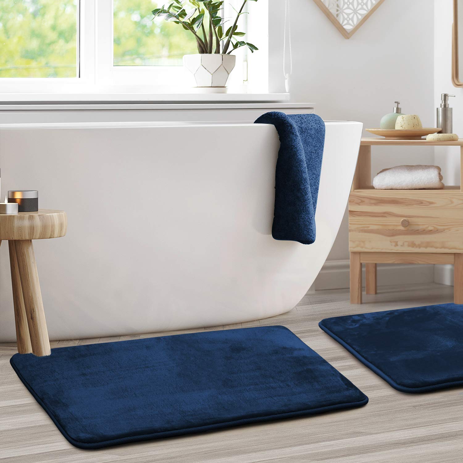 Clara Clark Memory Foam Bath Mat Set of 2 - Non-Slip, Super Absorbent & Fast Drying Bathroom Rugs - 20