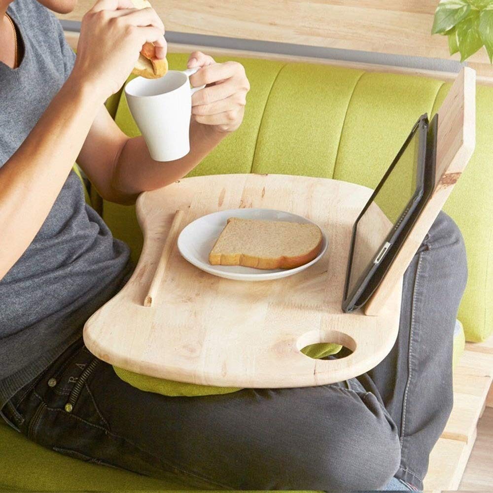 Premium Large Bamboo Lap Desk for Laptop with Cushion & Handle - Portable Laptop Stand, Writing Tray for Sofa, Bed, Reading - Perfect for Work, Study & Relaxation at Home or Office