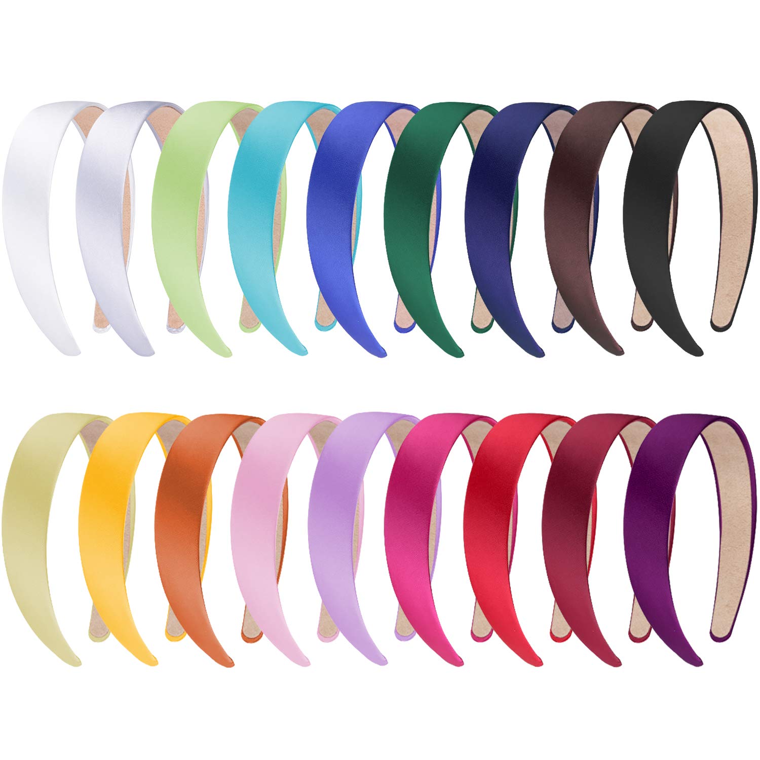 SIQUK 18-Piece 1 Inch Wide Satin Headbands for Women - Non-Slip Hair Accessories in 18 Colors - Perfect for Sports, Yoga, Workouts and Everyday Styling