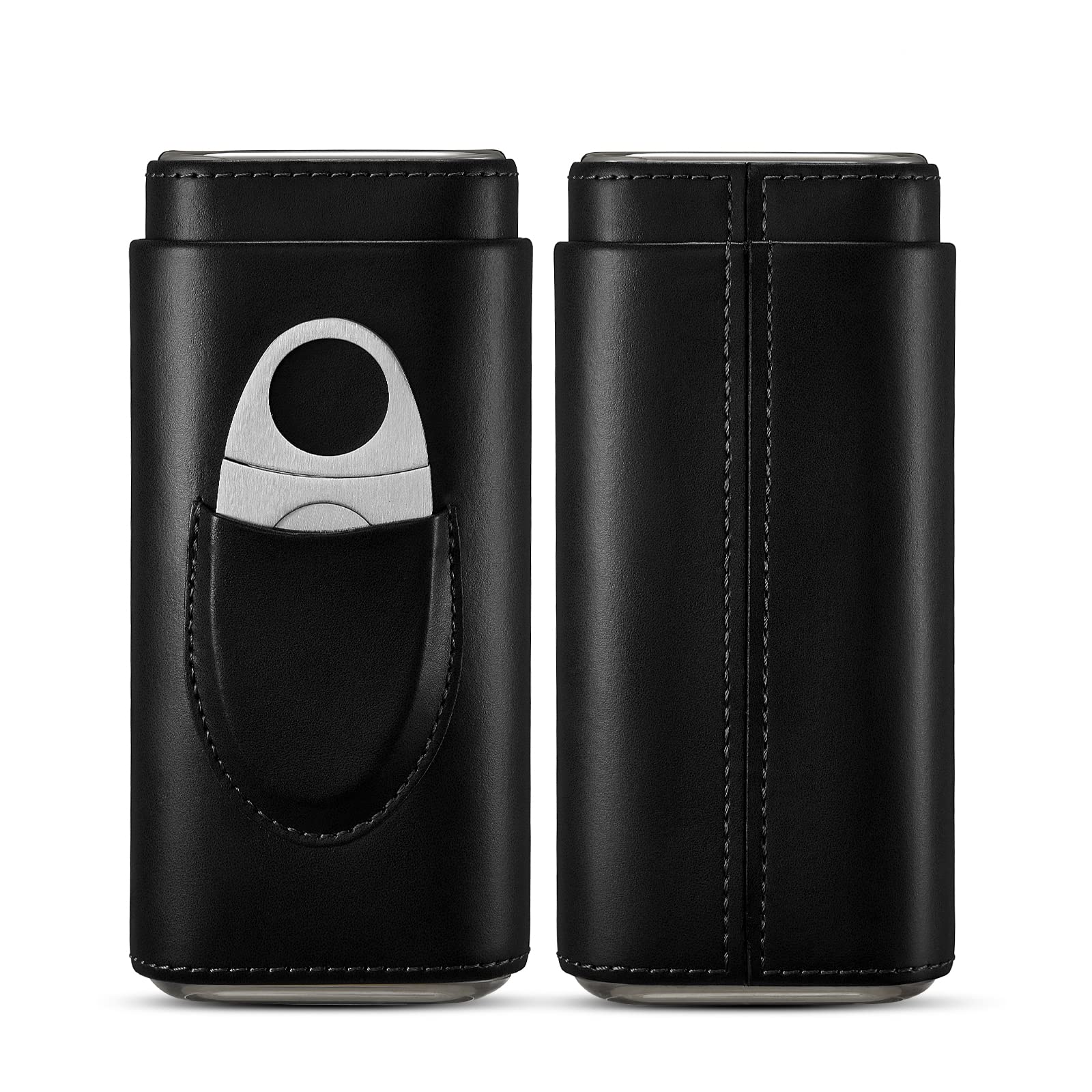 Premium Travel Cigar Case with Built-in Cutter - Portable Cigar Humidor Box for Men - Airtight Cigar Storage Accessories - Perfect Gift for Cigar Lovers (Black) - Ideal for Business Travel, Outdoor Adventures & Home Storage
