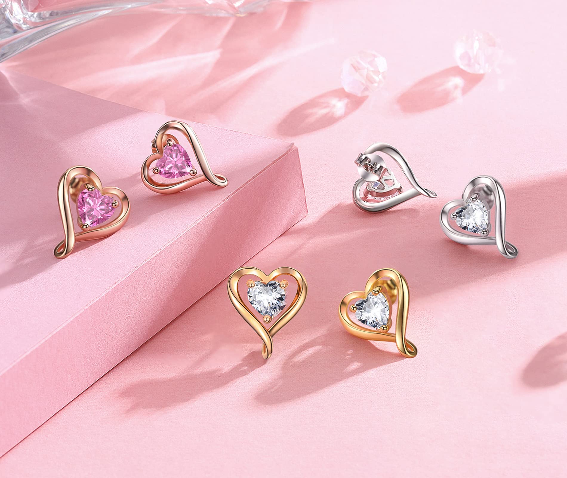 LAVUMO Heart Necklace and Earrings Set for Women - Romantic Anniversary, Birthday Gift for Wife, Girlfriend, Mom | Perfect for Valentine's Day, Mother's Day & Special Occasions