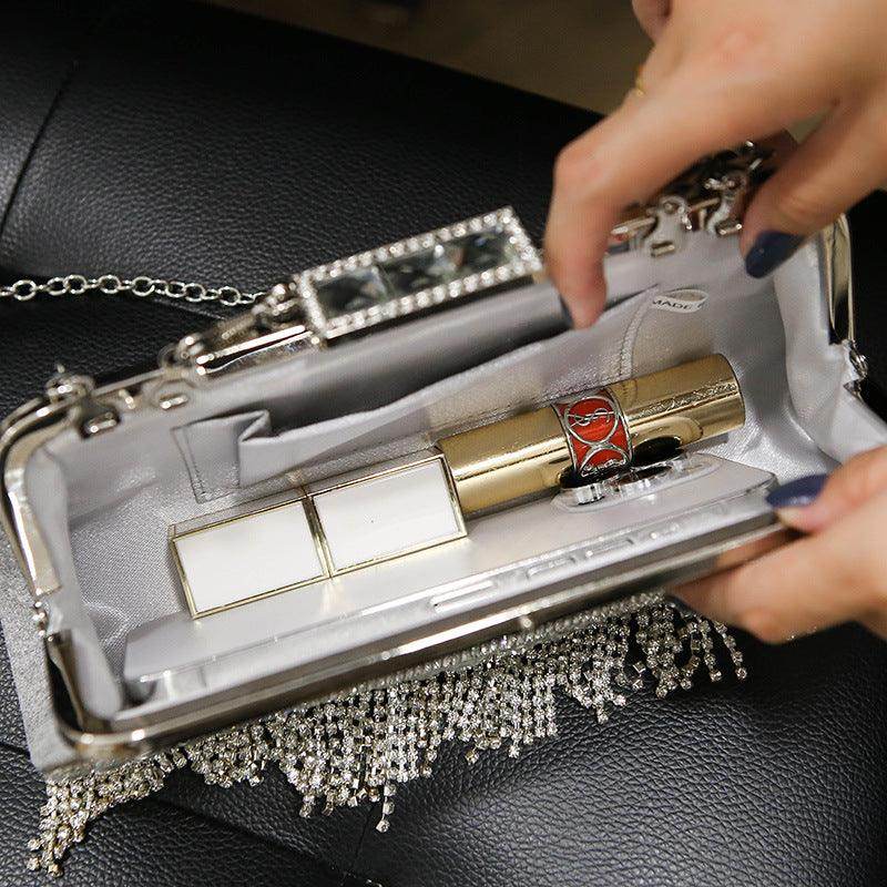 Sparkling Rhinestone Fringe Clutch Bag for Women - Elegant Evening Party Purse - Perfect for Prom, Wedding, Cocktail Events & Special Occasions