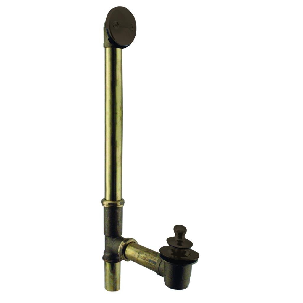 Westbrass D3264-20G-12 22.5 Inch 20 Gauge Oil Rubbed Bronze Bath Waste & Overflow Drain Kit with Pull & Close Drain Plug and 2-Hole Faceplate - Perfect for Bathtub Drain Replacement and Bathroom Renovation