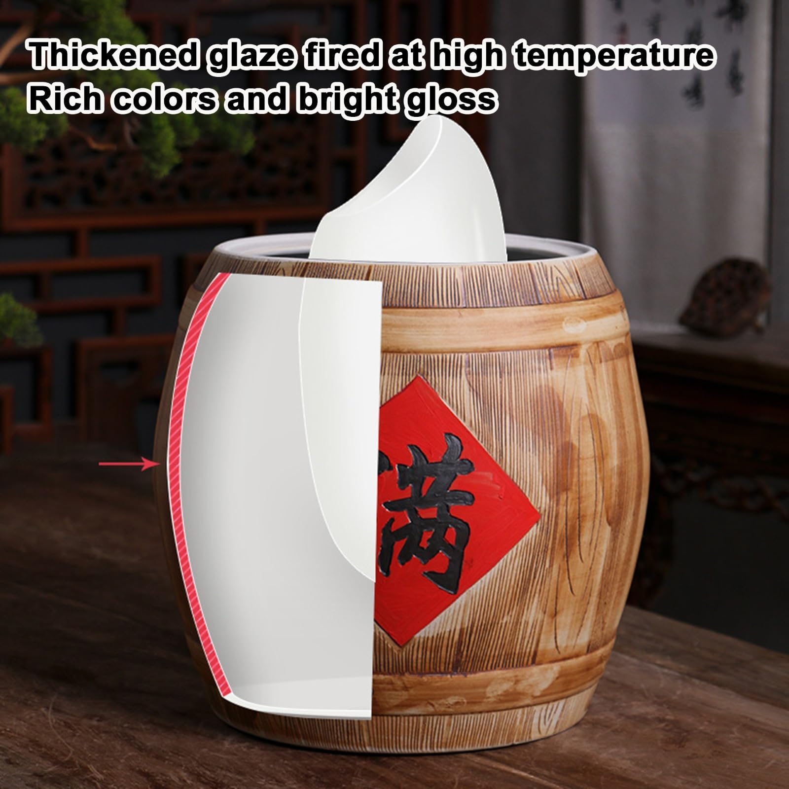 Premium Ceramic Rice Storage Container with Airtight Lid - Eco-Friendly Food Storage for Rice, Beans, Corn & Wheat - Perfect for Kitchen Pantry Organization & Bulk Food Preservation