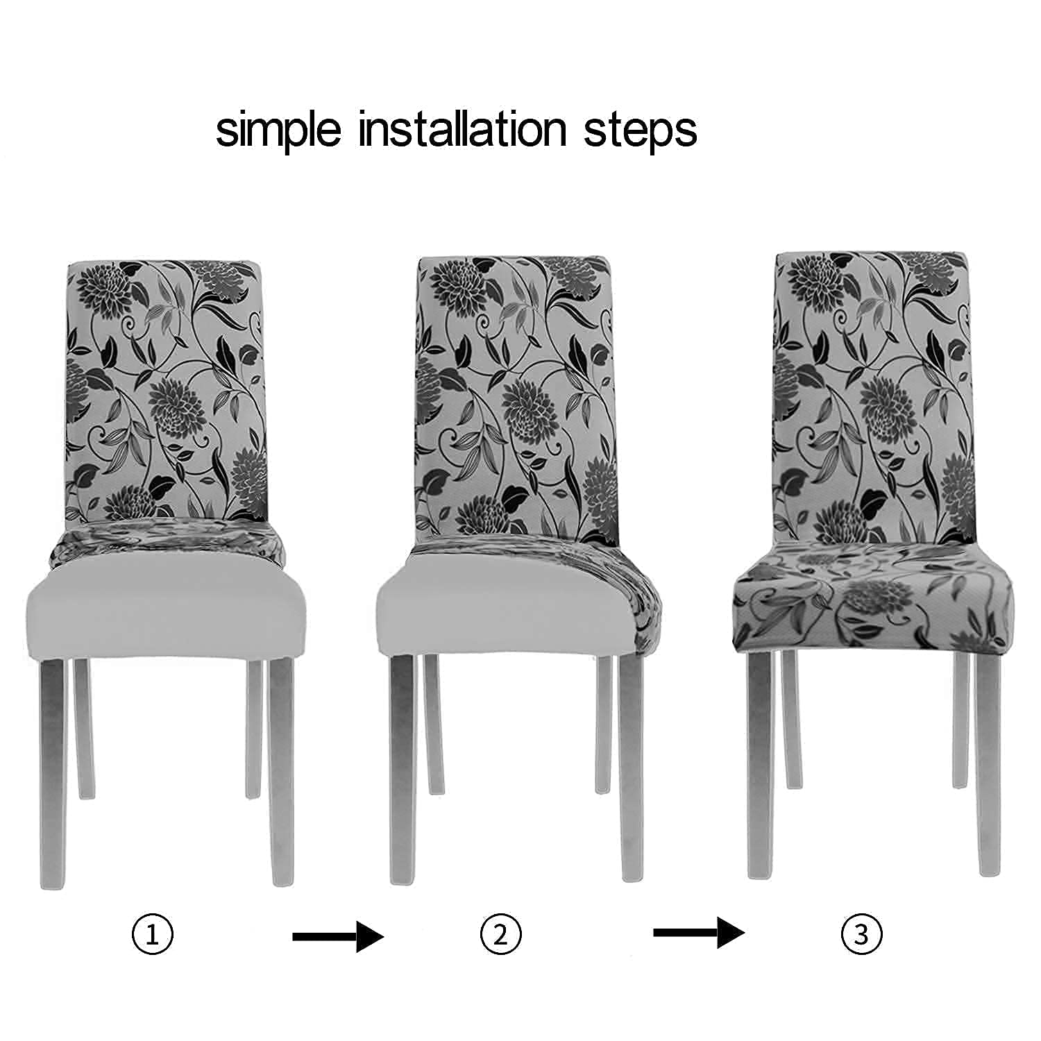 6-Piece Stretch Washable Removable Dining Chair Covers - Elastic Spandex Seat Slipcovers for Home, Hotel, Banquet, Wedding & Party Decor (Style 05) - Perfect for Everyday Use, Special Events & Furniture Protection