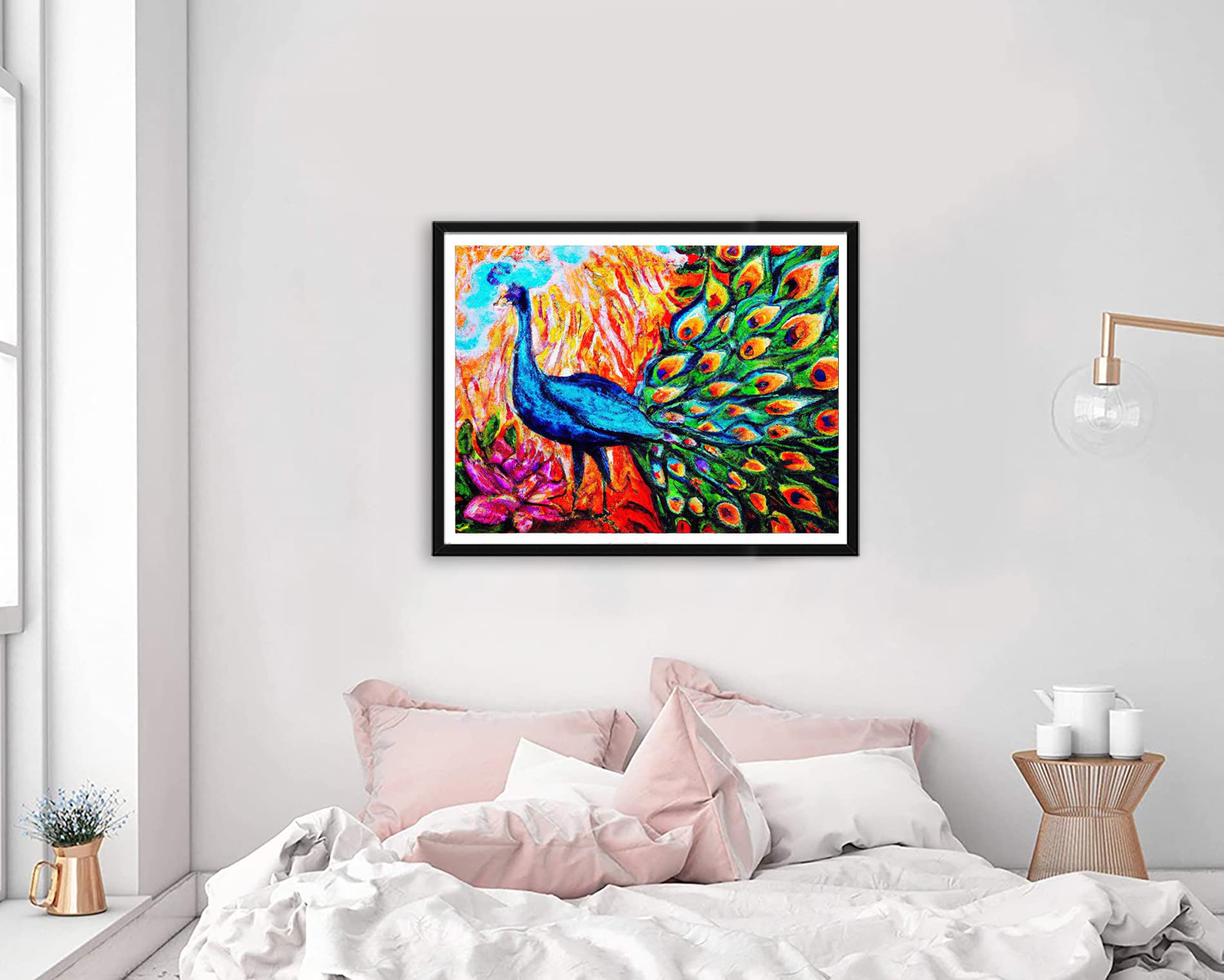 VAIIEYO 5D Diamond Painting Kit for Adults - Peacock Animal Bird Full Drill Round Rhinestone Art, DIY Oil Painting by Numbers Craft (12x16 inch) | Home Wall Decor, Gift Idea for Relaxation & Stress Relief