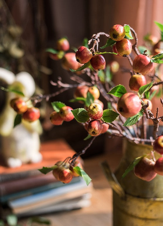 Artificial Green Apple Branch - Modern Floral Centerpiece for Dining Table, Home Decor, Wedding & Party Decoration - Faux Fruit Arrangement Ideas for Elegant Interior Design