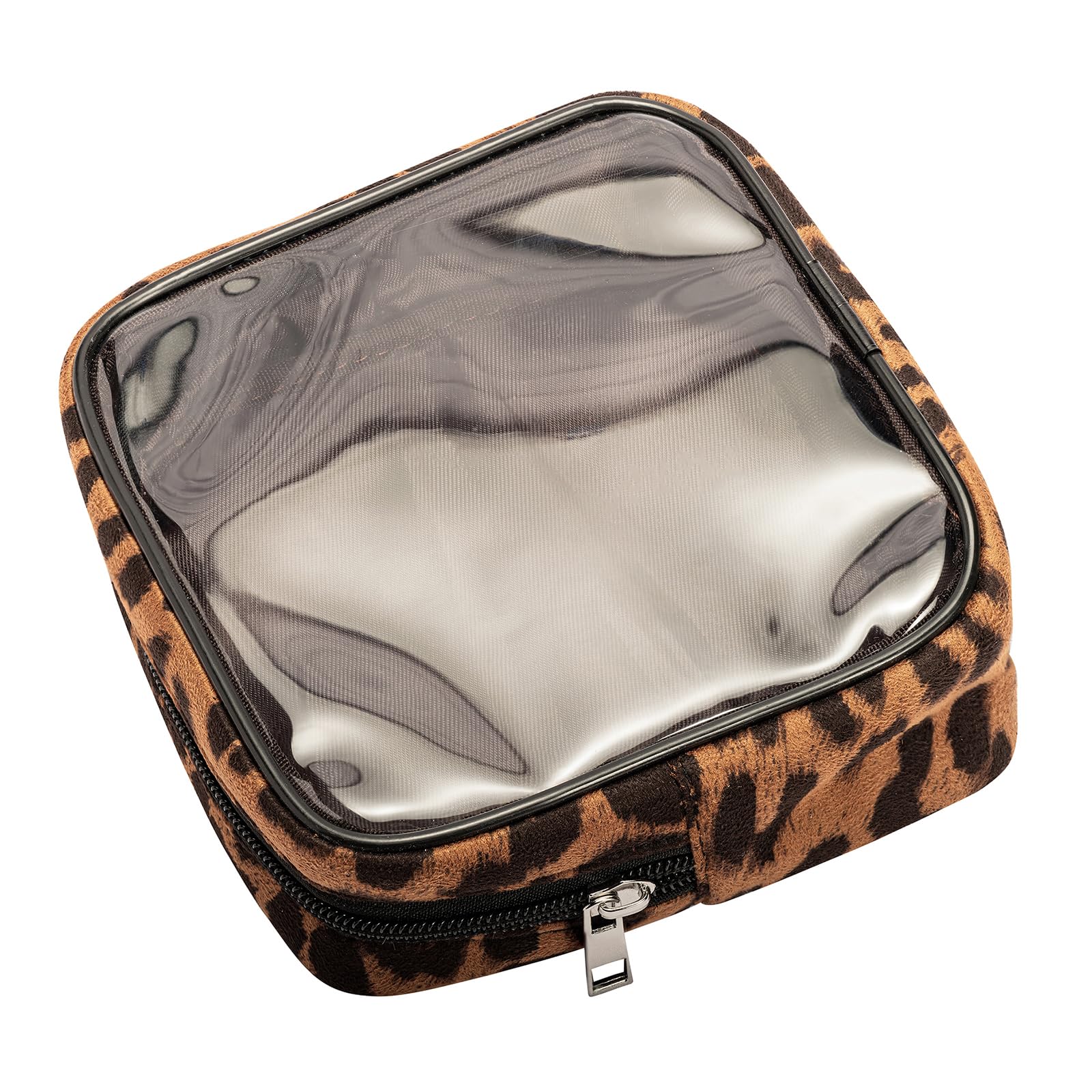 Leopard Print Clear Makeup Bag with Zipper - Transparent Travel Cosmetic Case & Toiletry Organizer for Women, Portable Waterproof Makeup Pouch for Travel, Gym, Beach Essentials (Brown) - Perfect for Carry-on Luggage & Daily Use