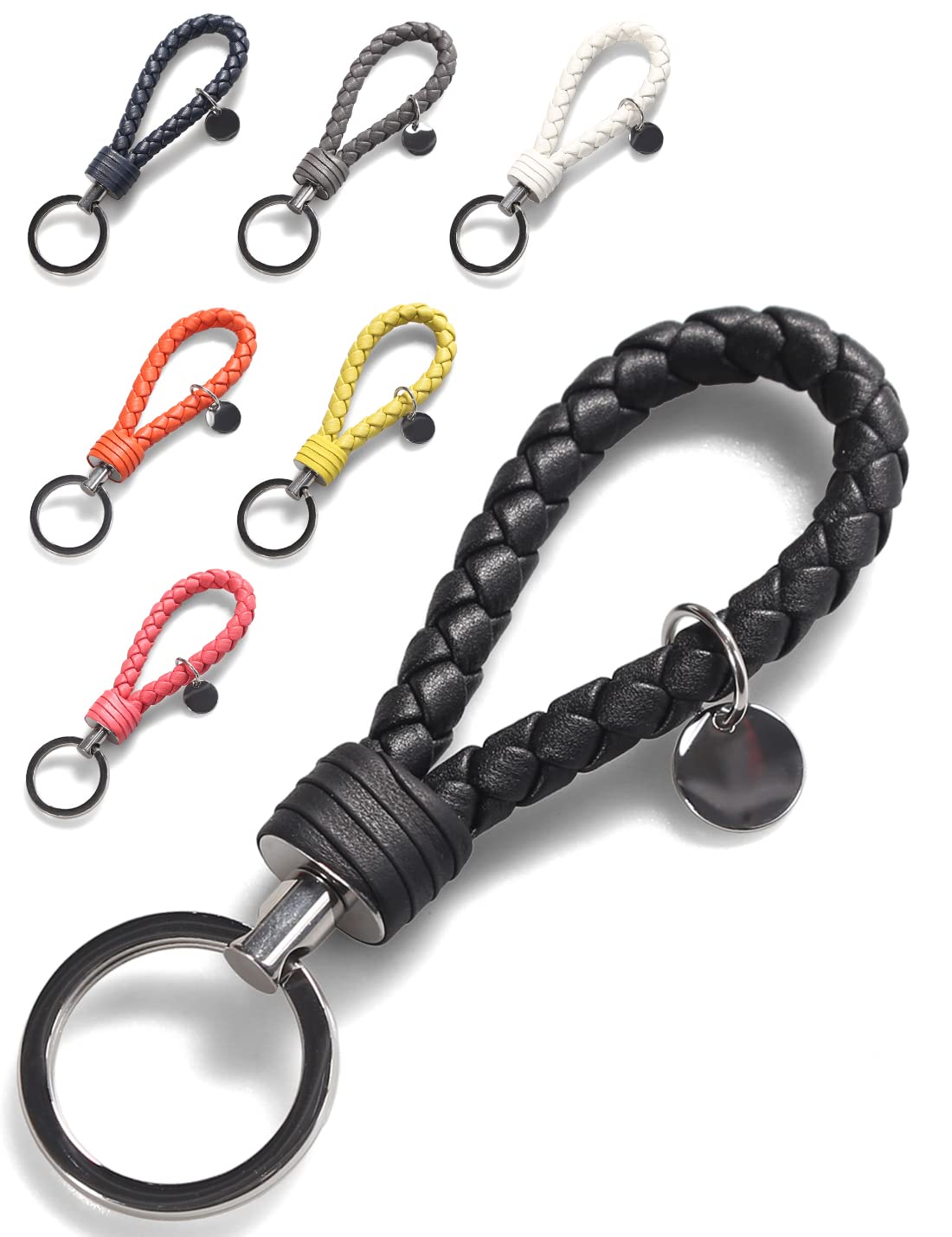 Genuine Leather Keychain for Men & Women - Premium Stainless Steel Key Rings with Gift Box - Perfect for Car Keys, House Keys & Everyday Carry (EDC) Accessories