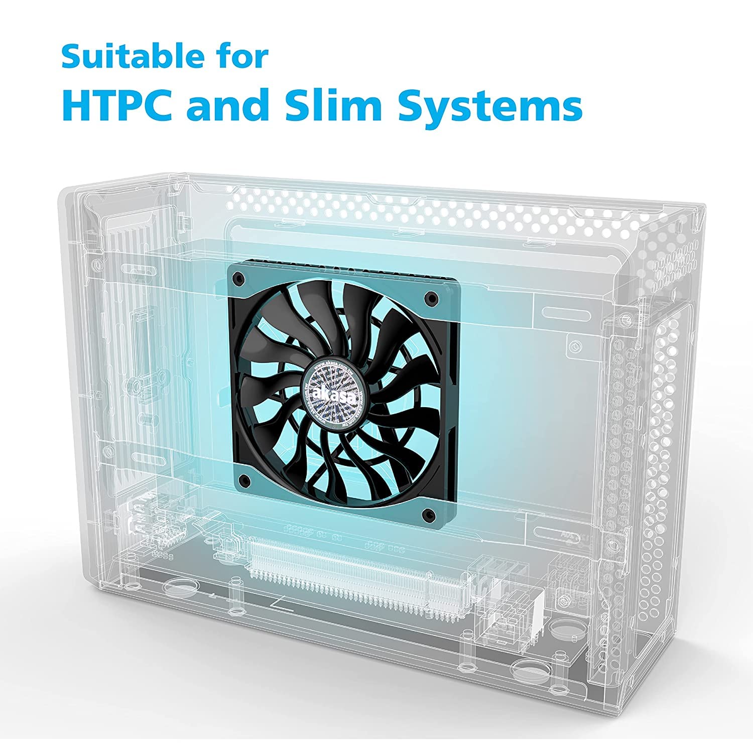 Akasa Slimfan 120mm PWM PC Case Fan - Ultra Thin 15mm, 4-Pin Cooling Fan for HTPC, Slim Systems & Small Form Factor PCs - Quiet High Airflow Black Fan (AK-FN078) - Perfect for Home Theater PCs, Gaming Rigs & Compact Workstations