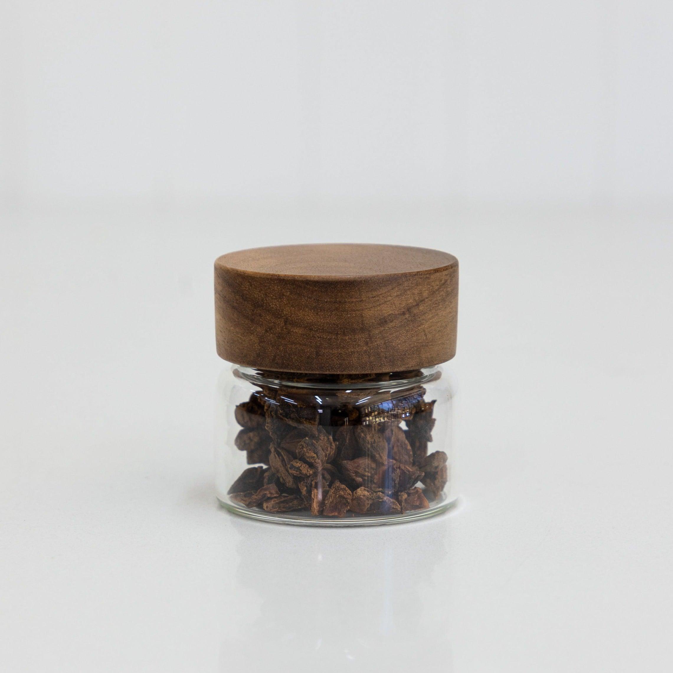 Premium Acacia Wood Lid Glass Jar - 100ml Airtight Container for Spices, Tea, Coffee & Kitchen Storage | Eco-Friendly Home & Office Decor