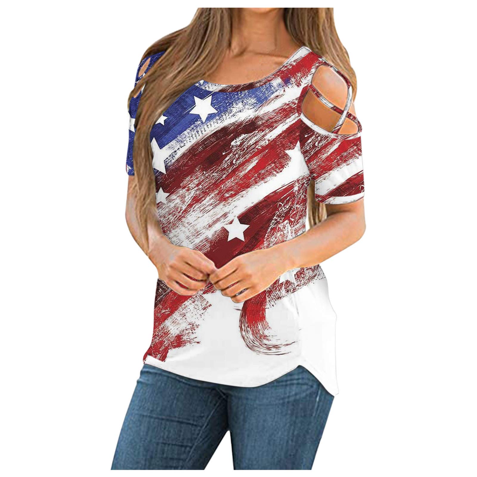 Women's Summer Casual Short Sleeve Tunic Top with Ruffle Detail & Button Front - Loose Fit Blouse T-Shirt for Beach, Vacation and Everyday Wear