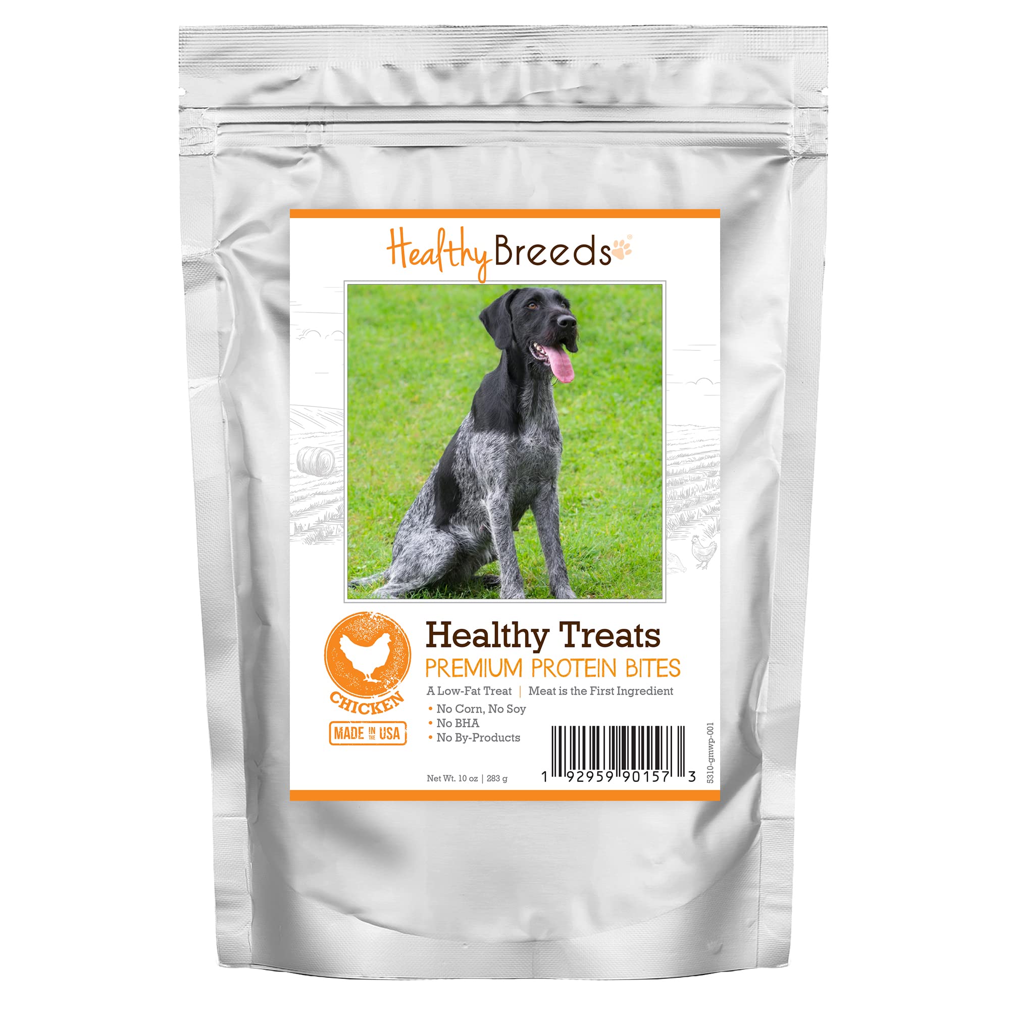Healthy Breeds German Wirehaired Pointer Premium Protein Bites Chicken Dog Treats - All Natural, Grain Free Training Snacks for Medium & Large Breeds - Perfect for Obedience Training & Rewarding Good Behavior (10 oz)