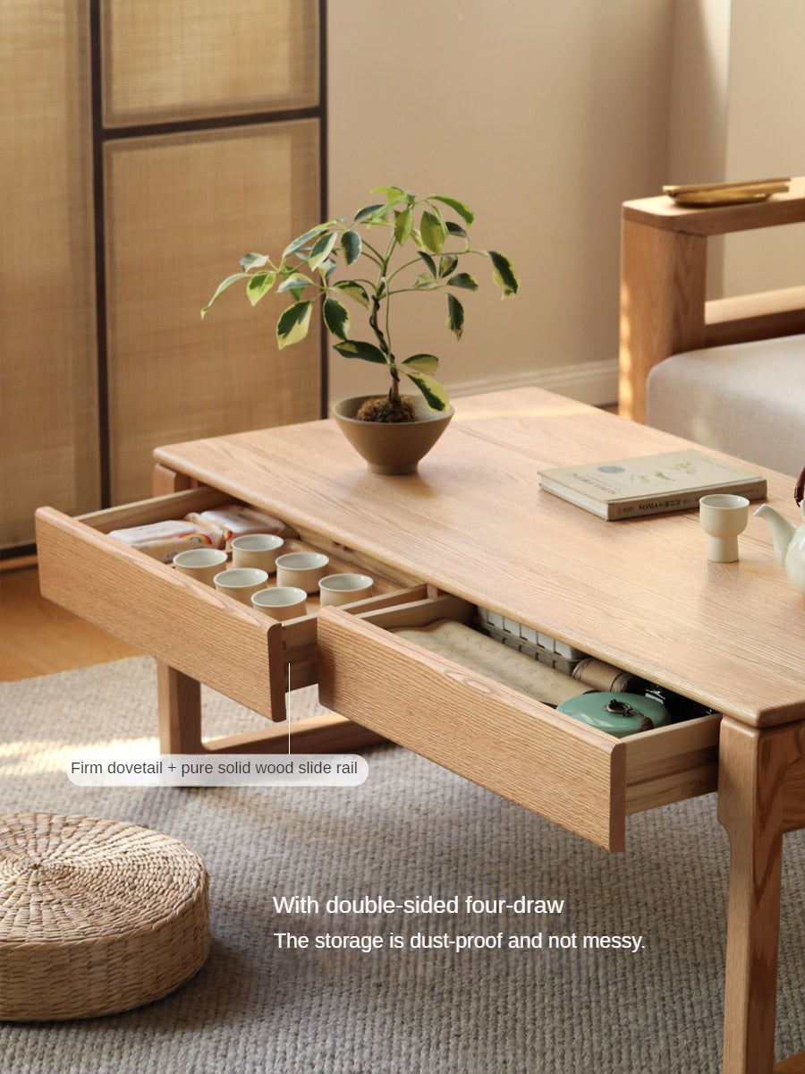 Premium Solid Oak and Ash Wood Tea Table - Handcrafted Rustic Coffee Table for Living Room, Lounge, or Patio - Perfect for Tea Time, Reading, and Relaxation