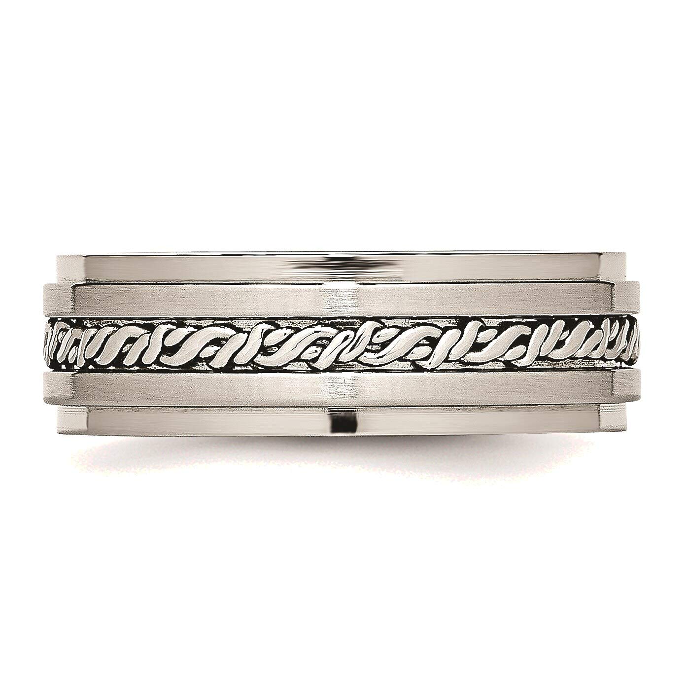 Bonyak Stainless Steel Braided Band Ring - 7mm Brushed & Polished Finish, Size 13 - Durable Wedding Band for Men, Anniversary Gift for Him, Unisex Fashion Jewelry for Everyday Wear