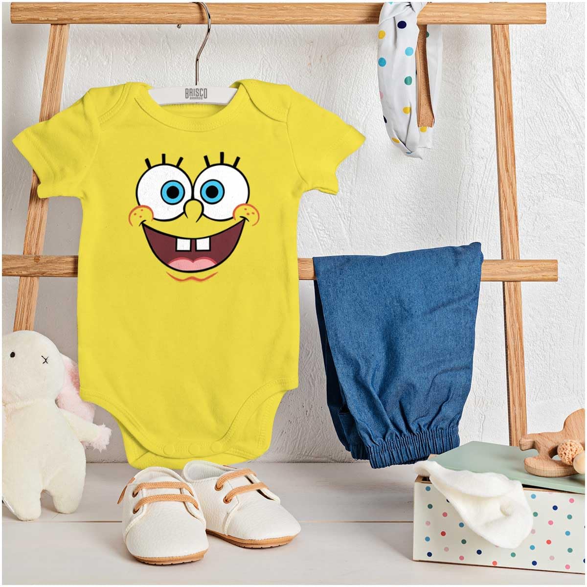 SpongeBob SquarePants Happy Face Baby Romper for Boys & Girls | Nickelodeon Cartoon Character Outfit | Newborn Infant Bodysuit for Playtime & Photo Shoots