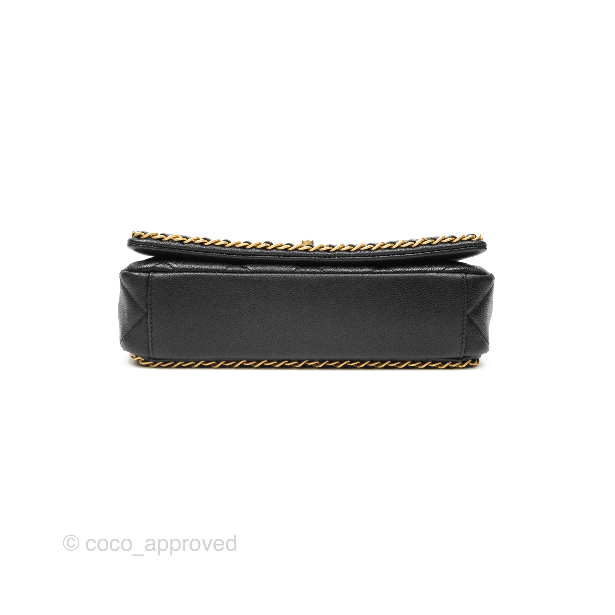 Chanel Chain Around Flap Bag Black Caviar Leather with Aged Gold Hardware - Luxury Crossbody Bag for Women, Perfect for Evening Parties & Special Occasions