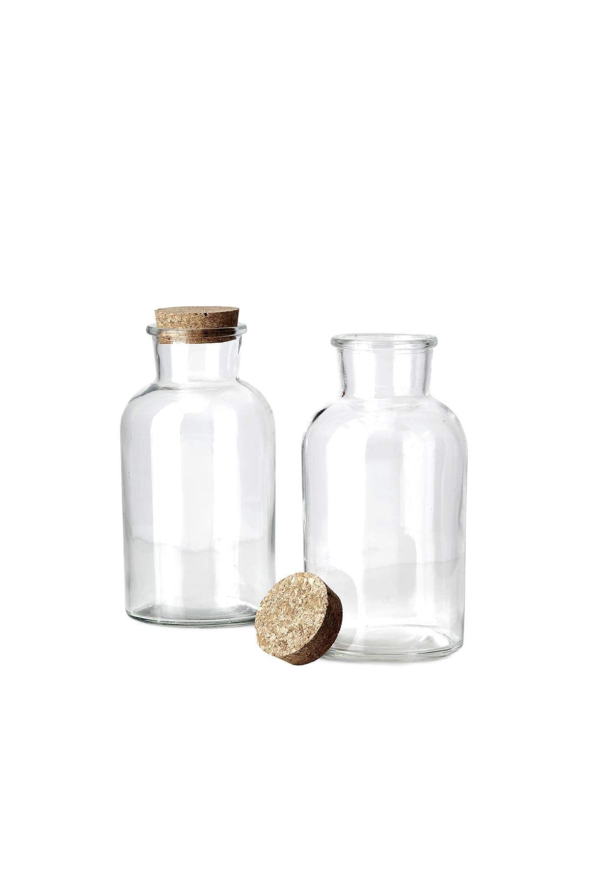 12-Pack 8 Inch Clear Glass Bottle Vases with Cork Stoppers - Modern Cylinder Flower Vases for Home Decor, Wedding Centerpieces, DIY Crafts & Office Desk Decorations