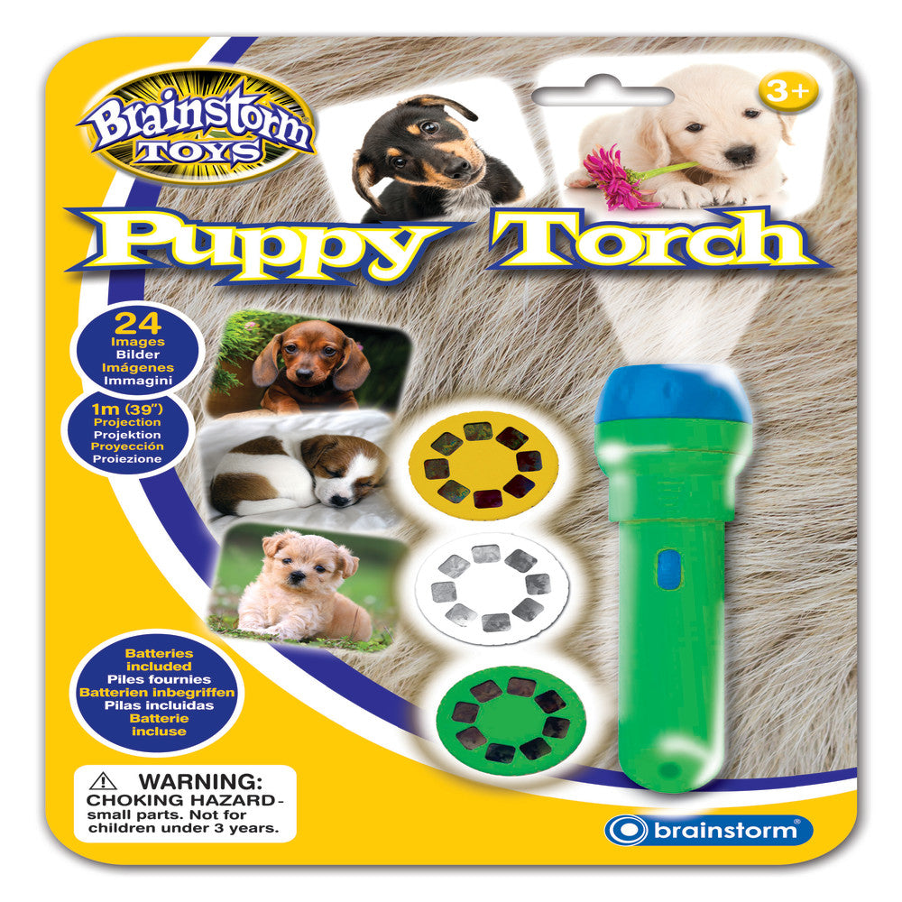 Brainstorm Toys Puppies Torch and Projector - Interactive Bedtime Light for Kids | Cute Animal Night Light Projector for Nursery, Bedroom & Storytime | Soothing Sleep Aid for Toddlers & Children