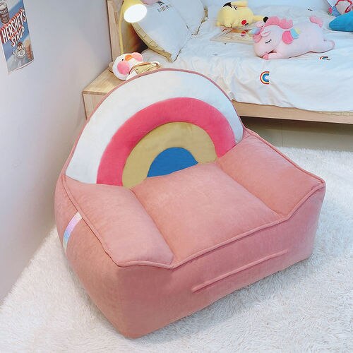 **Rainbow Bean Bag Chair - Designer Recliner Sofa Bed for Adults & Teens - Perfect for Gaming, Lounging, and Small Space Living**