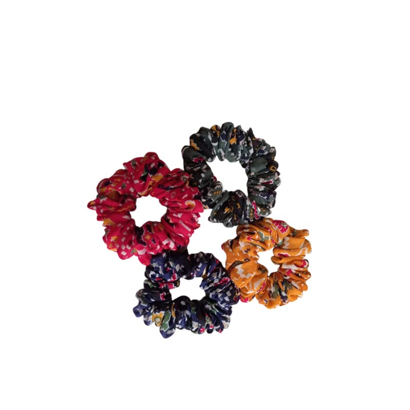 Aaro's Georgette Scrunchies Hair Ties for Women - Soft & Stylish Hair Accessories (Pack of 4, Multi-Color) - Perfect for Workouts, Office, or Everyday Use