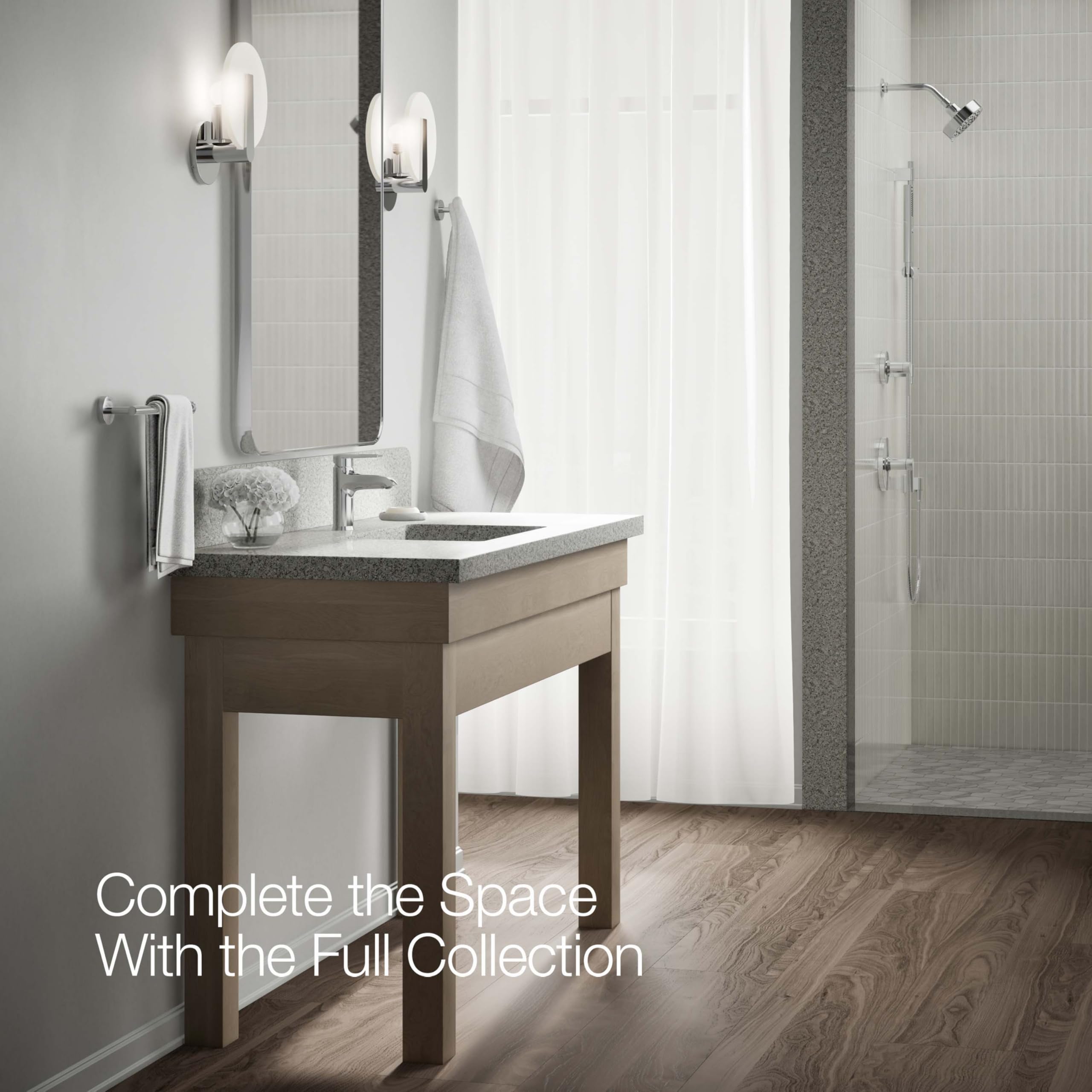 Kohler K-97060-4-CP Hint Bathroom Sink Faucet - Polished Chrome Finish - Modern Waterfall Spout for Bathroom Vanity, Powder Room & Guest Bath