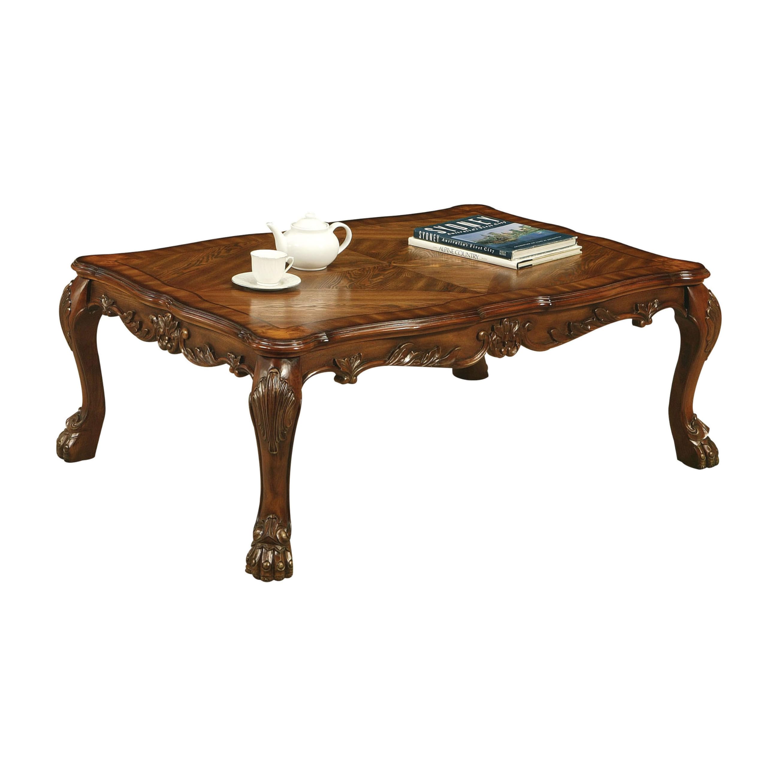Acme Dresden Rectangular Wooden Coffee Table in Cherry Oak - Modern Living Room Furniture for Home Decor & Entertaining