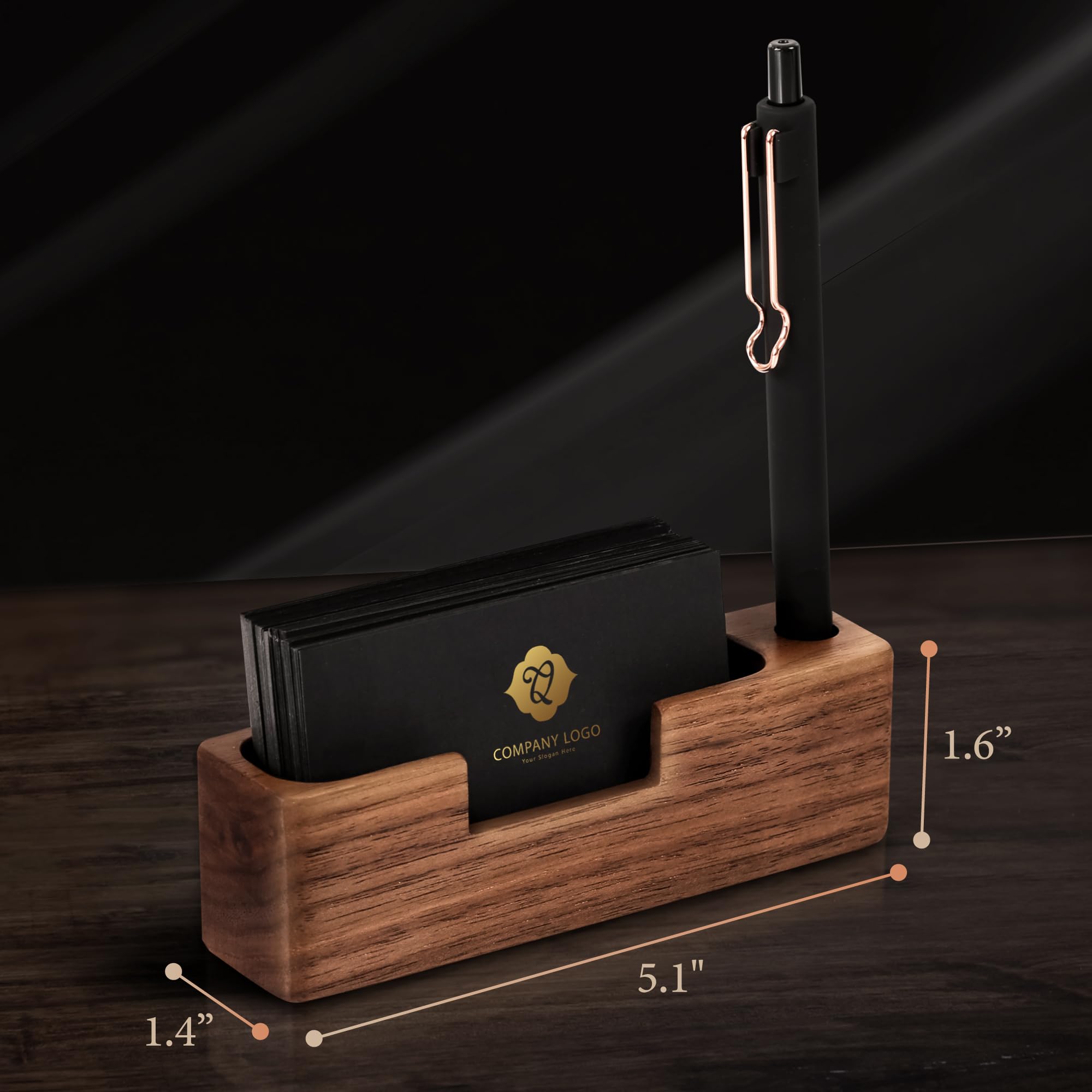 Premium Wooden Business Card Holder for Desk - Elegant Desktop Card Display Stand for Office & Professional Use | Perfect for Meetings, Networking Events & Reception Areas