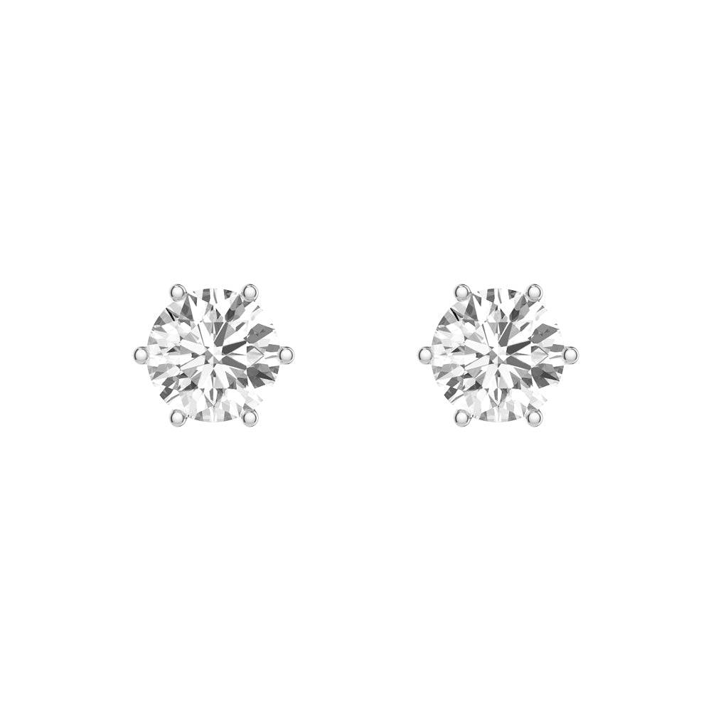 4 Carat (4ctw) Round Moissanite Stud Earrings - 6 Prong White Gold Setting for Women | Perfect for Weddings, Anniversaries & Special Occasions