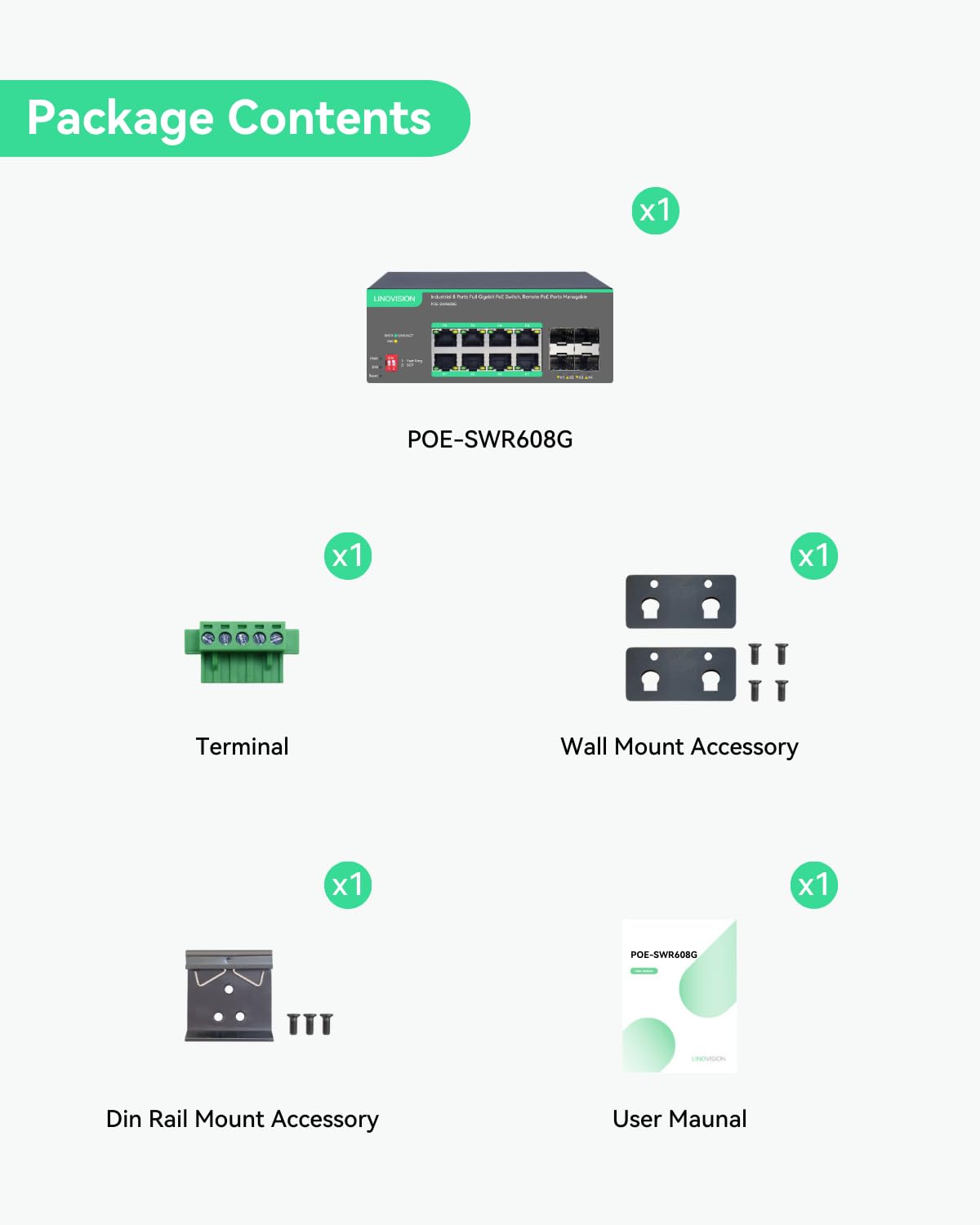 LINOVISION Industrial 8-Port Gigabit PoE Switch with 4 SFP Uplinks | 180W Power Budget | IEEE 802.3af/at Compliant | Cloud Remote Management | Ideal for IP Cameras, Wireless Access Points & Network Expansion