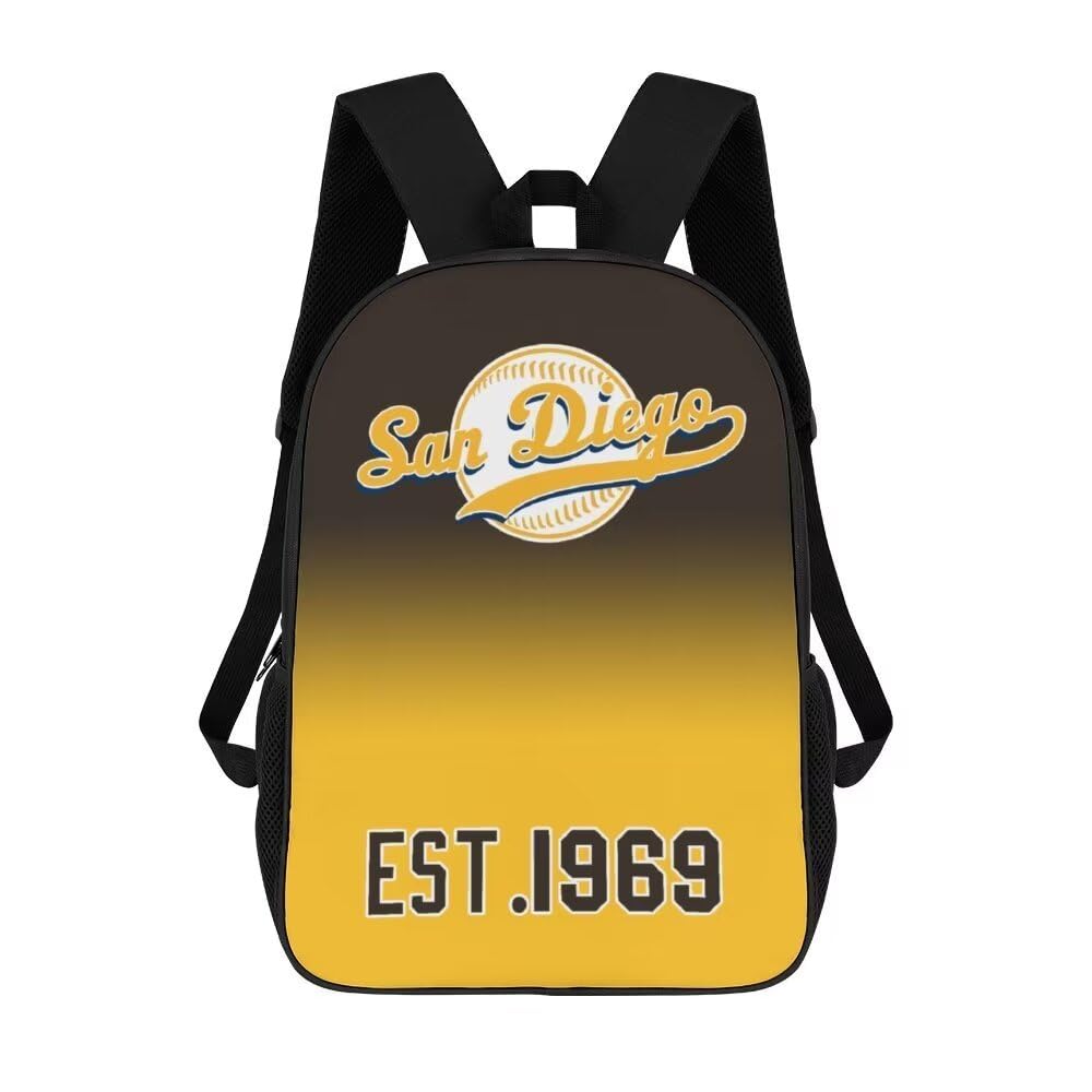 San Diego Custom Shoulder Backpack - Baseball Sports Backpack for School & Outdoor Activities - Perfect Gift for Sports Fans - Ideal for Travel, Gym & College Campus Use