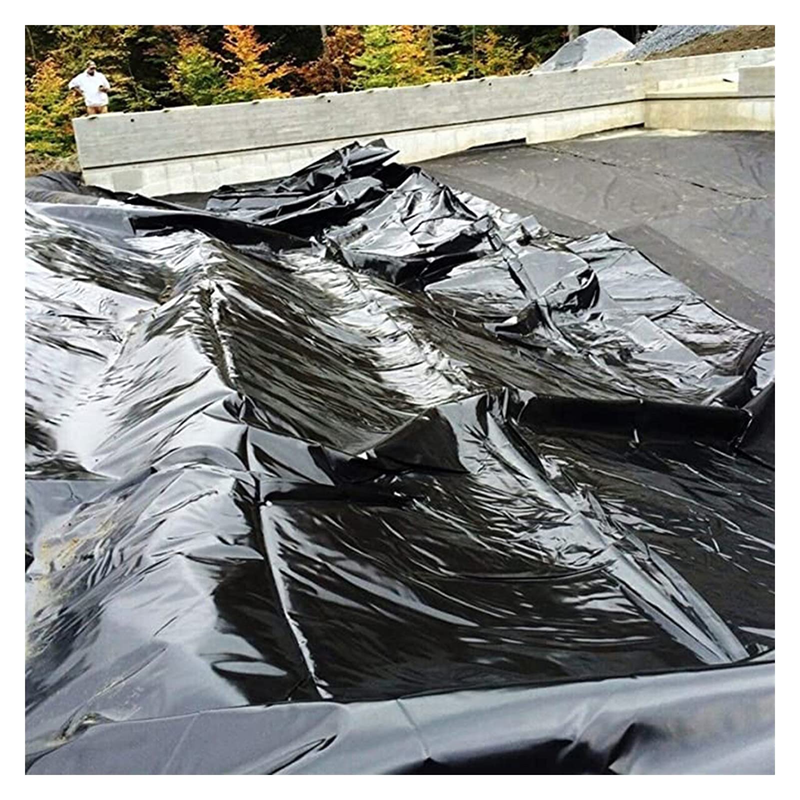 XXIOJUN Flexible Pond Liner - 0.5mm Black Waterproof Tarpaulin for Fish Ponds, Streams & Fountains - 3x10m Tear-Resistant Pool Cover - Customizable Garden Decoration for Outdoor Water Features & Landscaping Projects