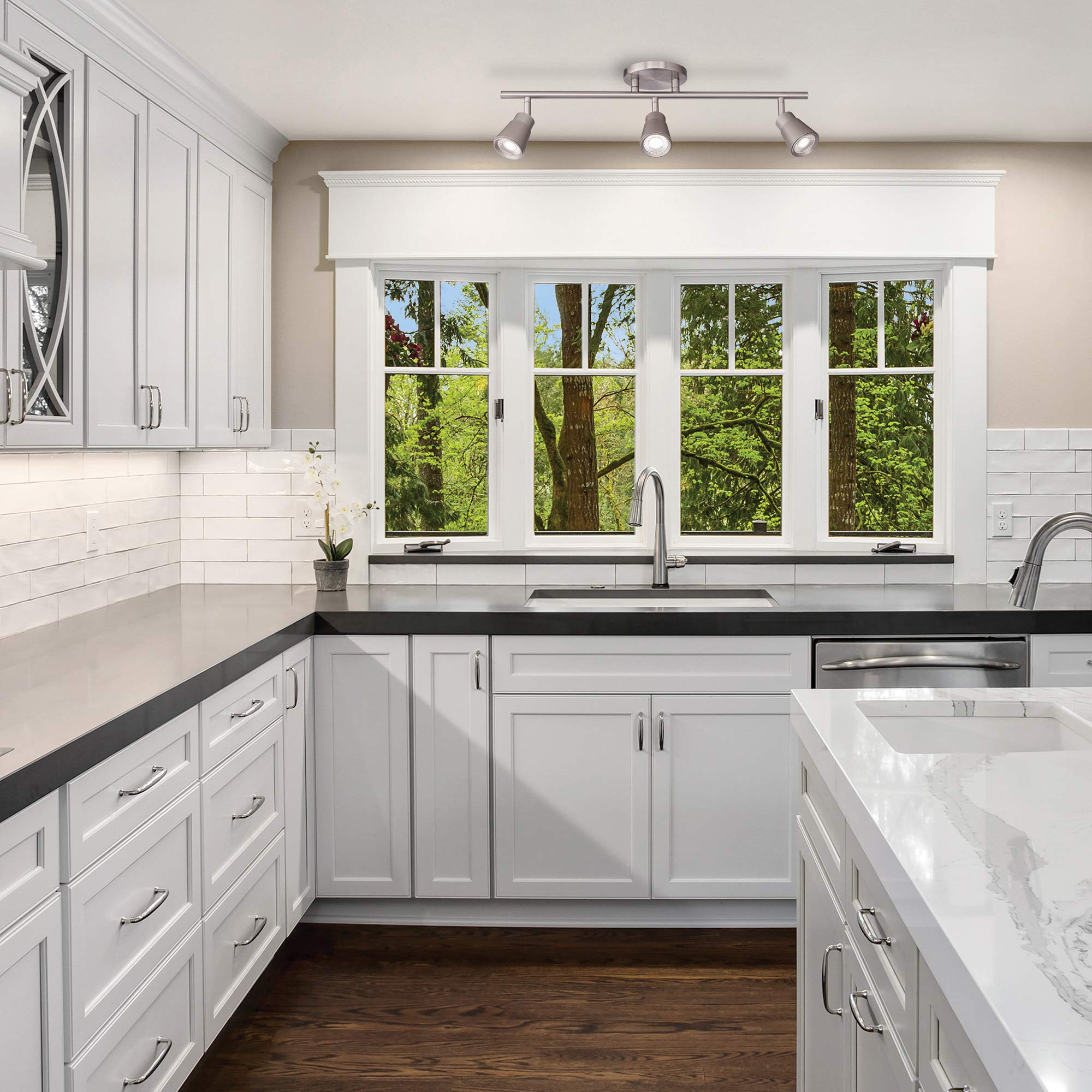 WAC Lighting Solo 3-Light LED Energy Star Certified Fixed Rail System 3000K Warm White Brushed Nickel Finish - Perfect for Kitchen, Dining Room & Retail Spaces