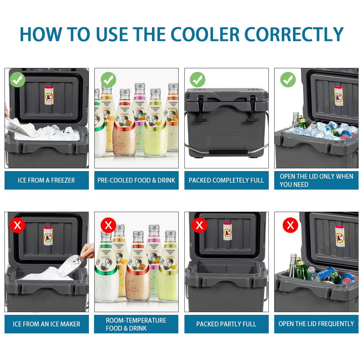 Goplus 16 Quart Cooler - 24-Can Capacity Insulated Ice Chest with 2 Cup Holders, 3-5 Days Ice Retention, Portable Cooler Box for Camping, Fishing, Picnics, Beach Trips & Outdoor Adventures