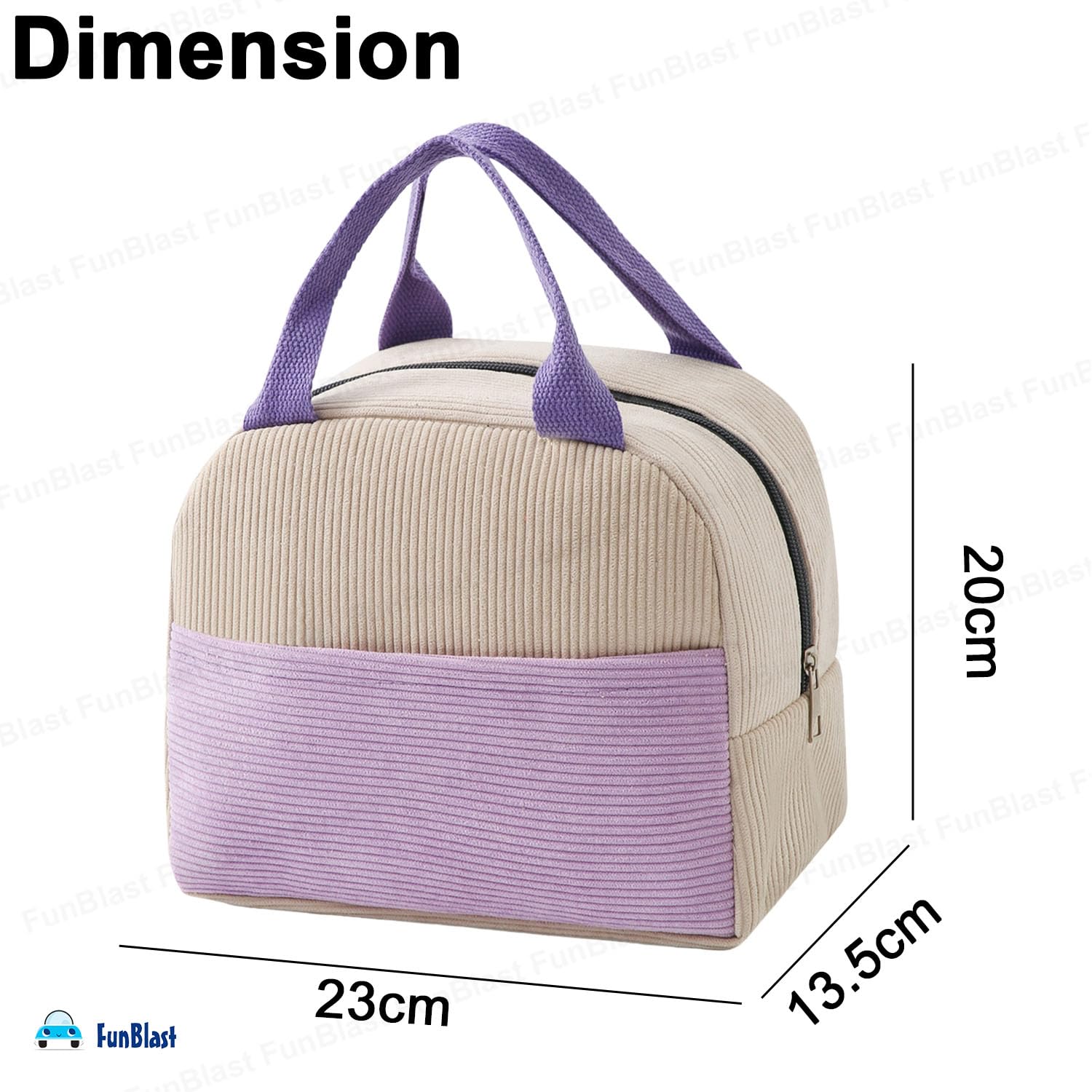 FunBlast Insulated Lunch Bag for Kids, Women & Men – Reusable Tiffin Bag for School, Office & Travel – Leakproof & Thermal Lunch Box Carrier – Perfect for Picnics, Work & Outdoor Activities (Beige)