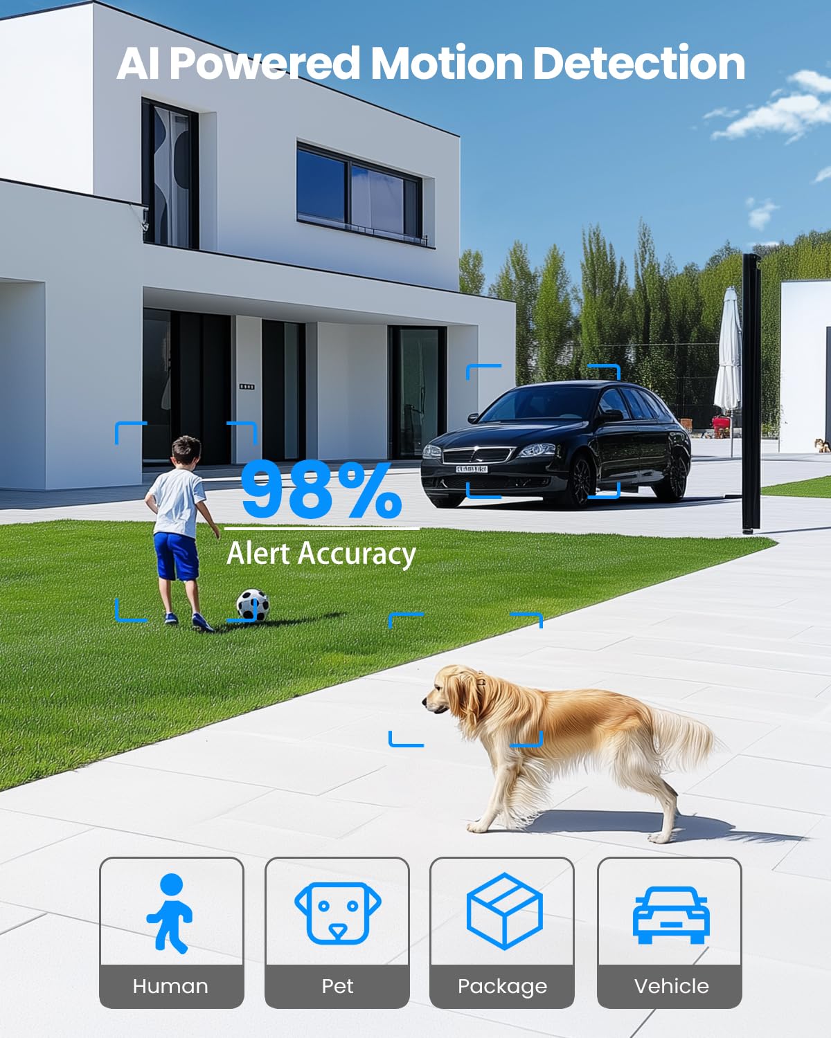 Wireless Solar Security Camera Outdoor - 3MP 360° Pan Tilt WiFi Camera with Color Night Vision, PIR Motion Sensor, 2-Way Audio, Alexa & Google Assistant Compatible - Ideal for Home, Garage, and Backyard Surveillance
