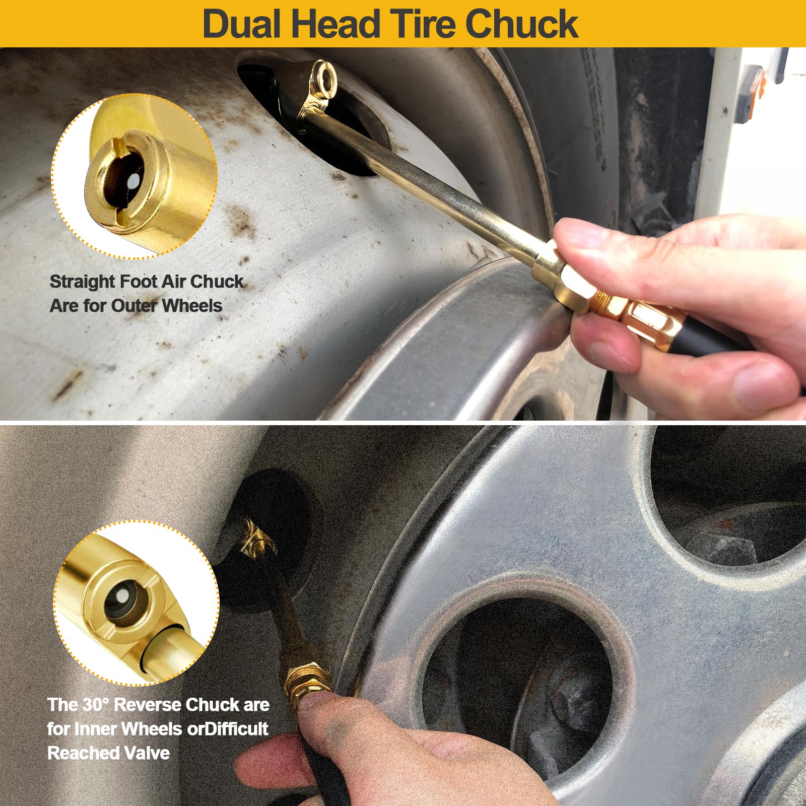 Heavy Duty Dual Head Air Chuck with 1/4