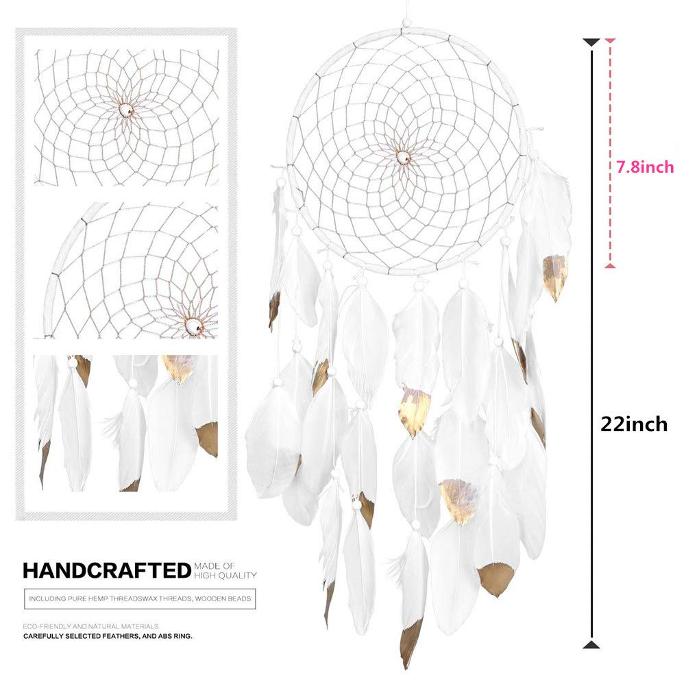 CHICIEVE Gold Dream Catcher - 7.9 Inch Handmade Wall Hanging Decor for Bedroom, Nursery, Wedding, Boho Home Decor | Perfect for Gifts, Spiritual Protection & Positive Vibes